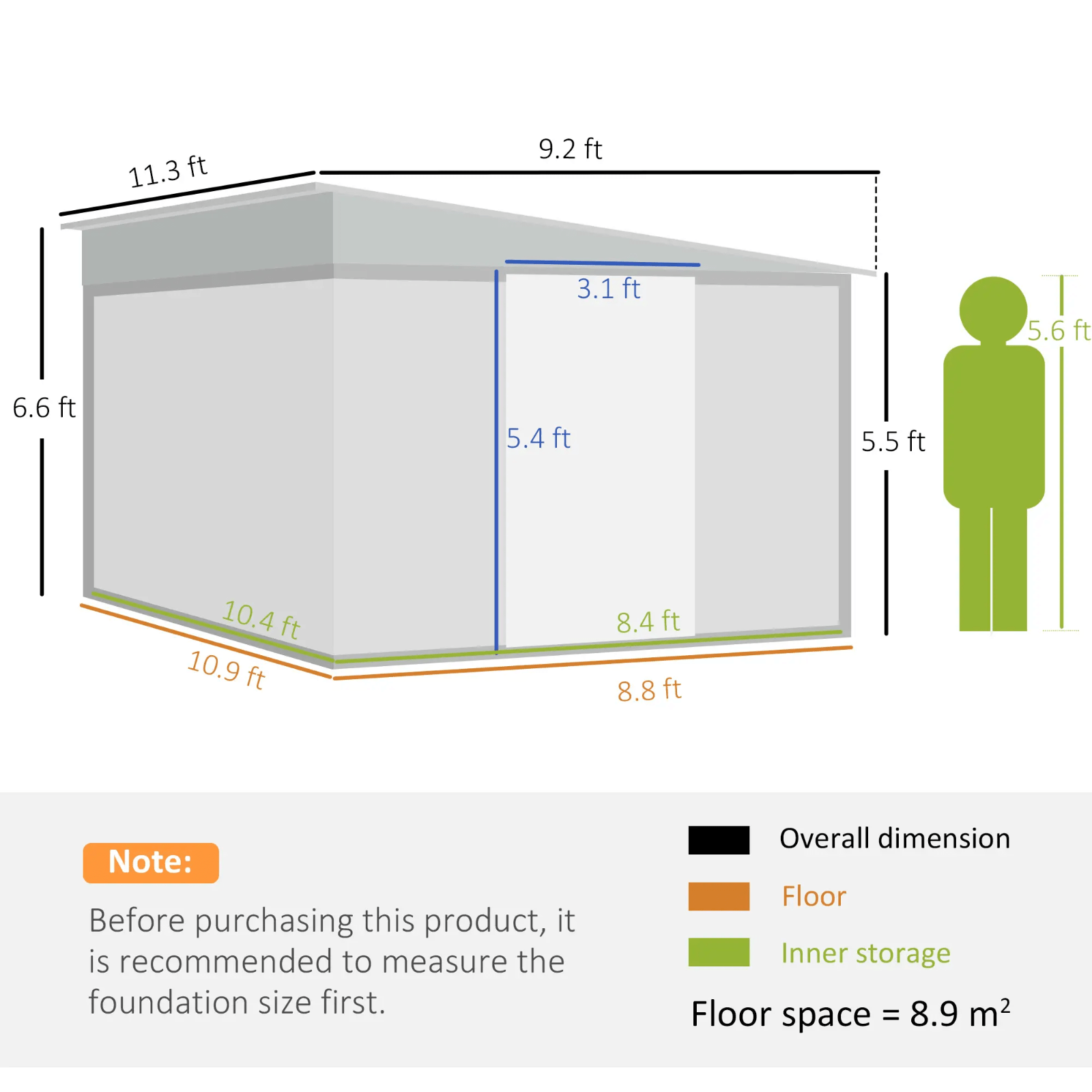 Large Metal Garden Shed 11 x 9ft Outdoor Tool Storage House Lockable Double Door - Home and Garden Furniture Shop - rustic - furniture