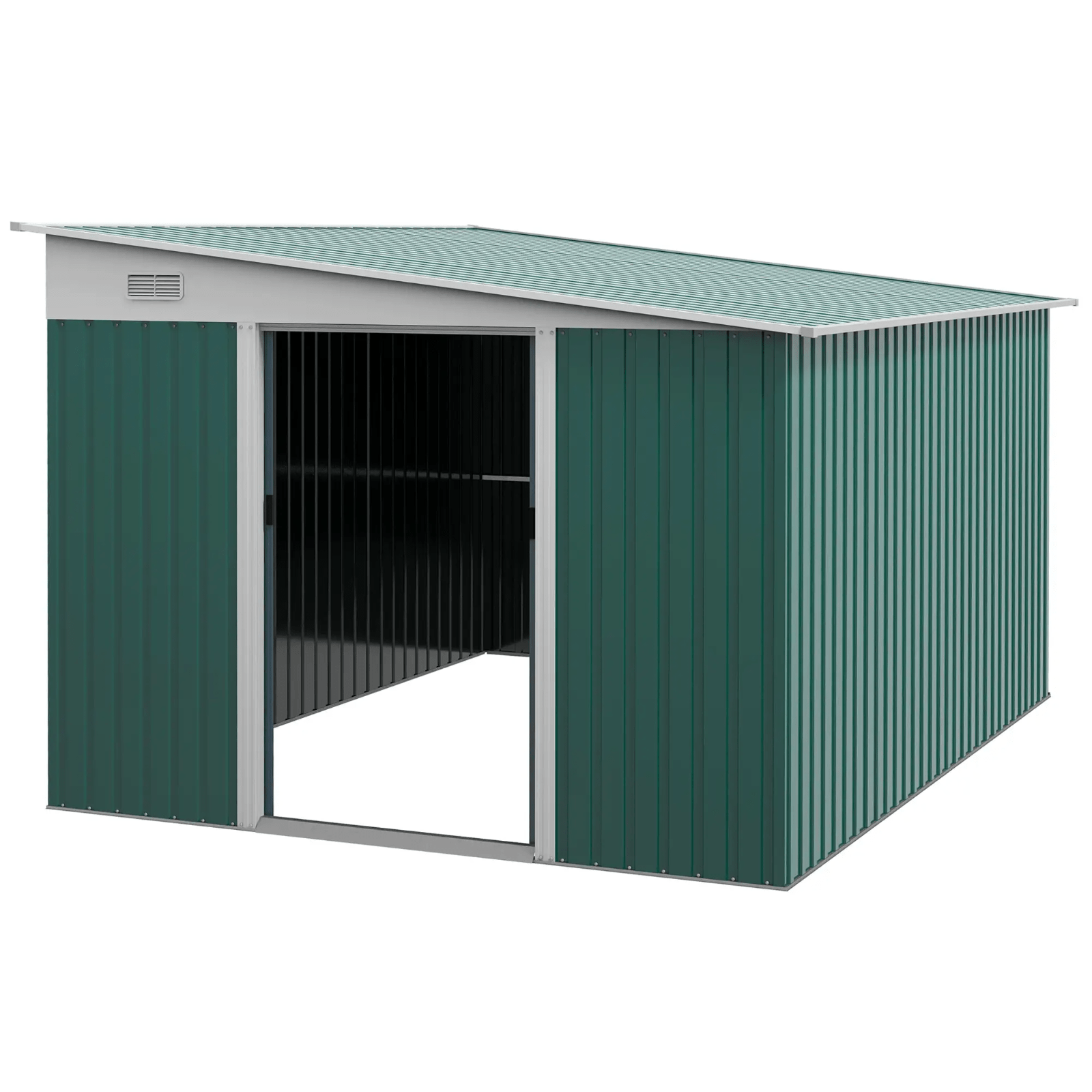 Large Metal Garden Shed 11 x 9ft Outdoor Tool Storage House Lockable Double Door - Home and Garden Furniture Shop - rustic - furniture