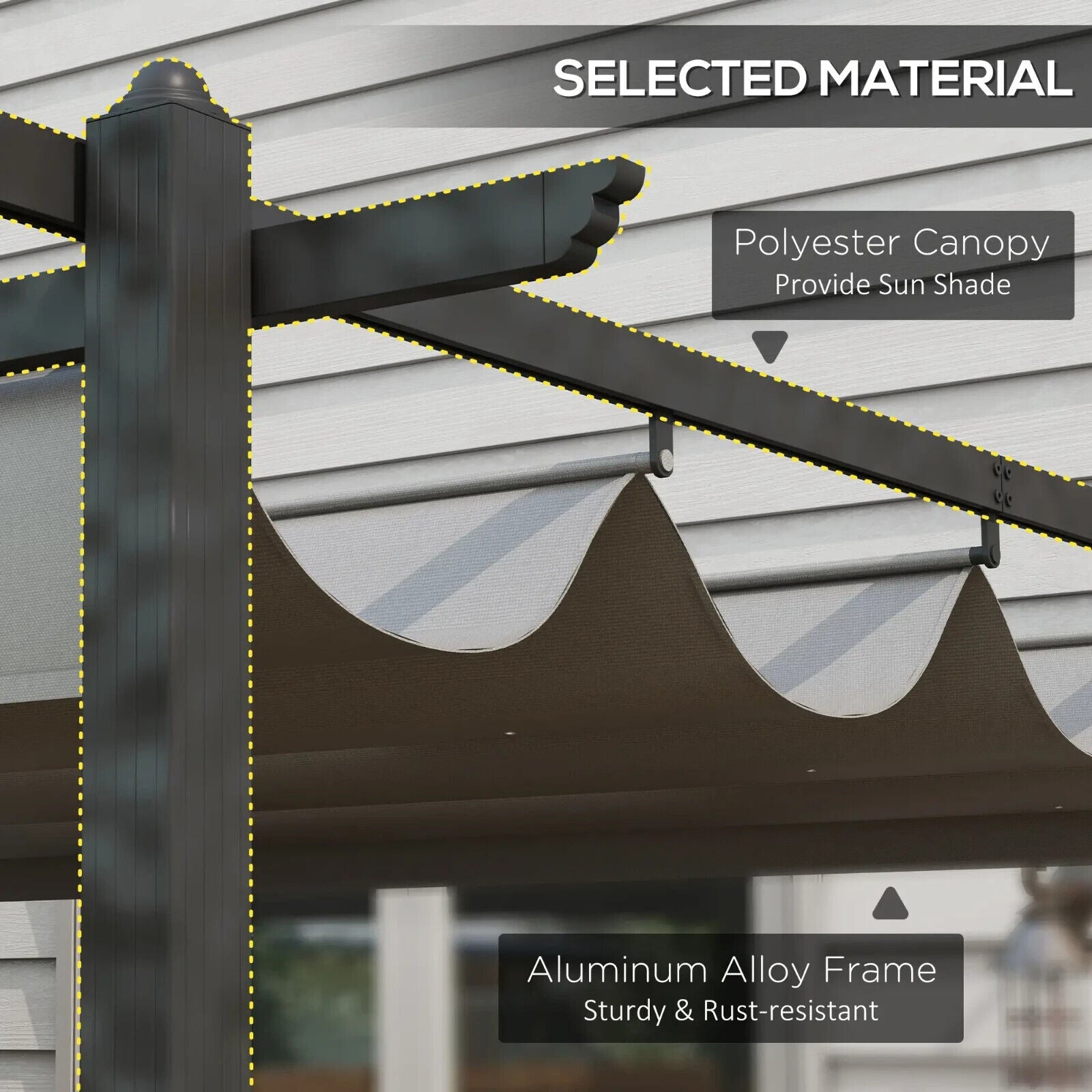 Large Metal Pergola w/ Retractable Roof Heavy Duty Gazebo Garden Shelter 4 x 3m - Home and Garden Furniture Shop - #rustic - furniture#