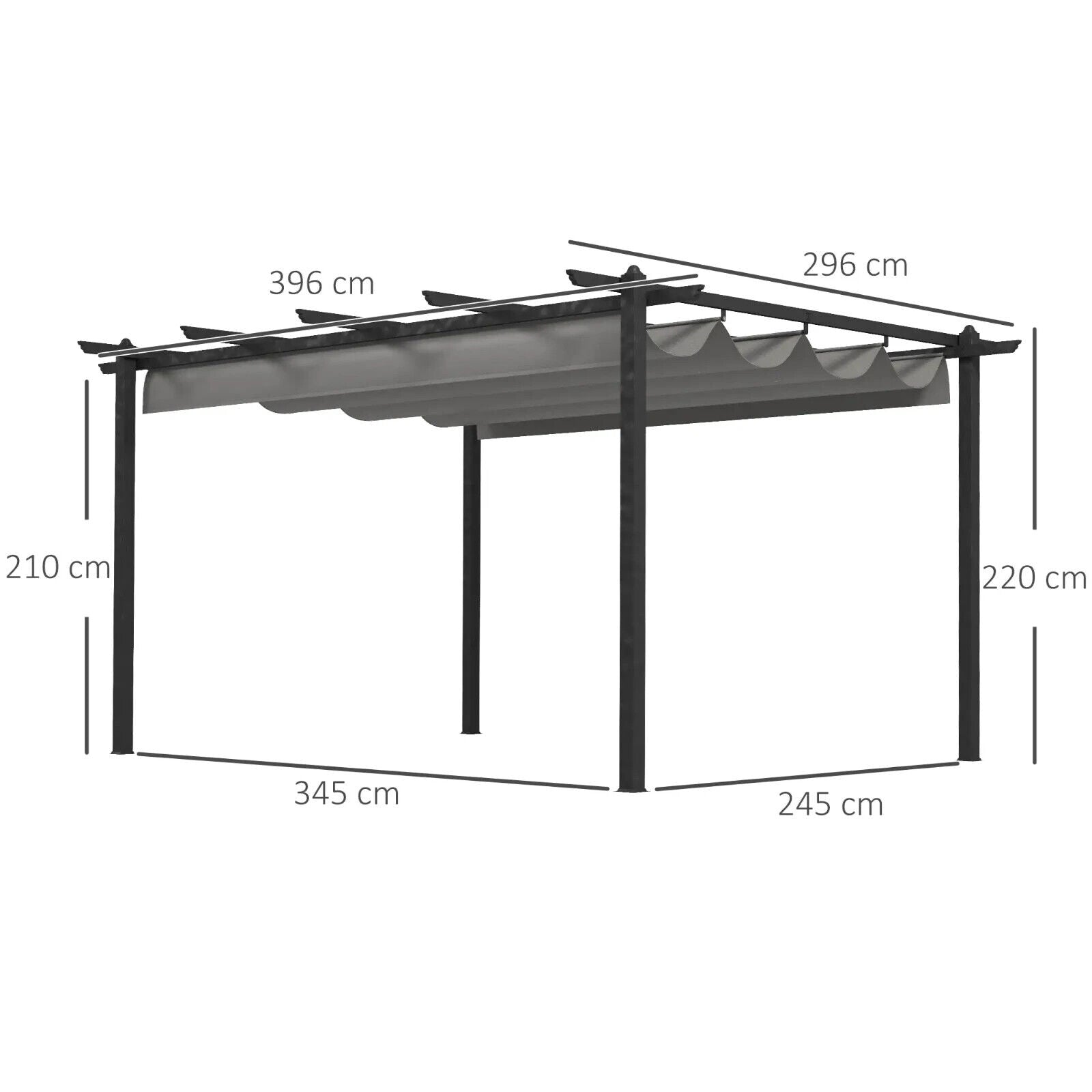 Large Metal Pergola w/ Retractable Roof Heavy Duty Gazebo Garden Shelter 4 x 3m - Home and Garden Furniture Shop - #rustic - furniture#