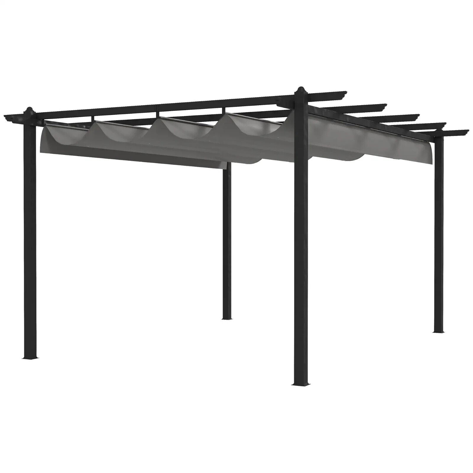 Large Metal Pergola w/ Retractable Roof Heavy Duty Gazebo Garden Shelter 4 x 3m - Home and Garden Furniture Shop - #rustic - furniture#