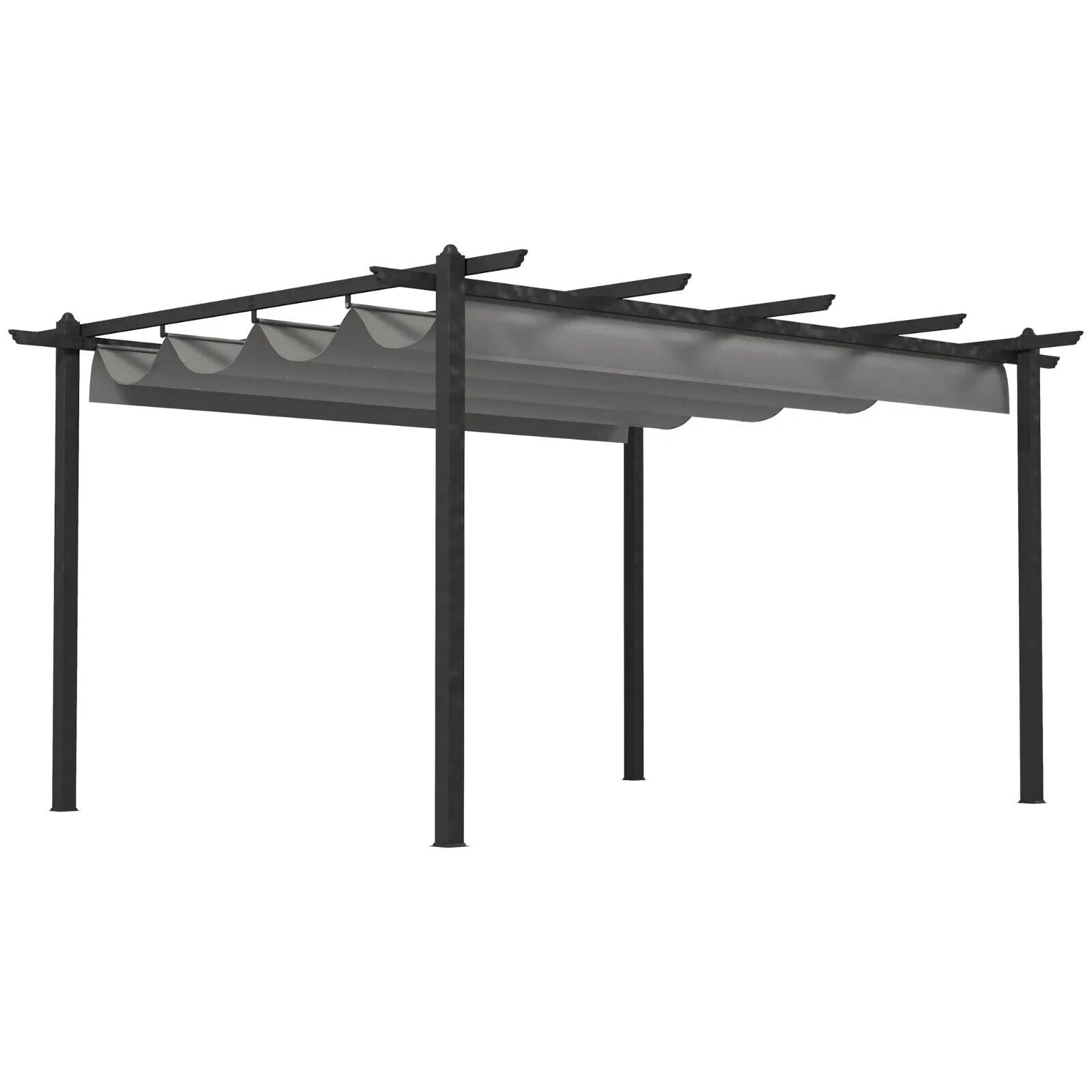 Large Metal Pergola w/ Retractable Roof Heavy Duty Gazebo Garden Shelter 4 x 3m - Home and Garden Furniture Shop - #rustic - furniture#