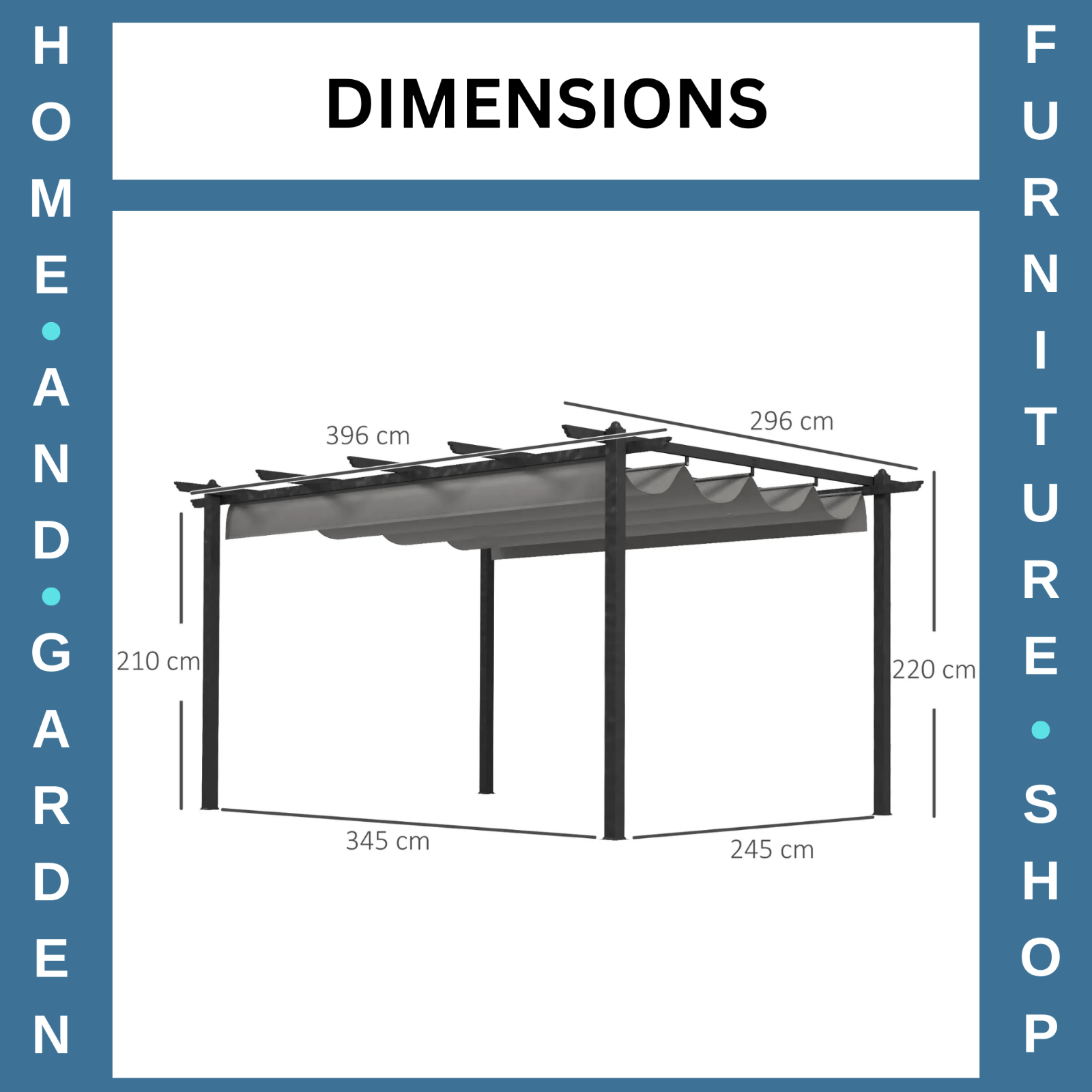 Large Metal Pergola w/ Retractable Roof Heavy Duty Gazebo Garden Shelter 4 x 3m - Home and Garden Furniture Shop - #rustic - furniture#