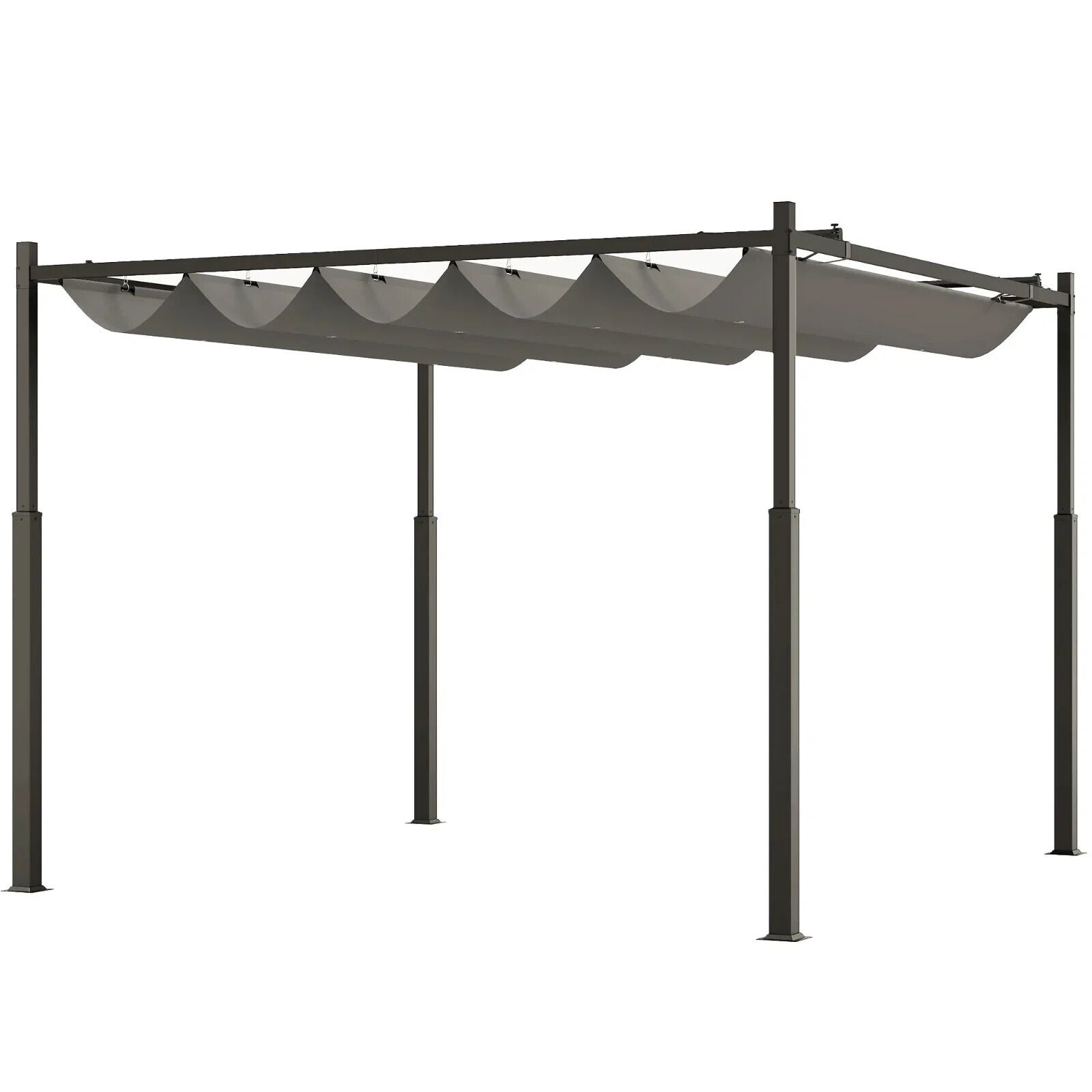 Large Metal Pergola with Retractable Roof 3 x 3(m) Patio Gazebo Sun Shelter Grey - Home and Garden Furniture Shop - #rustic - furniture#
