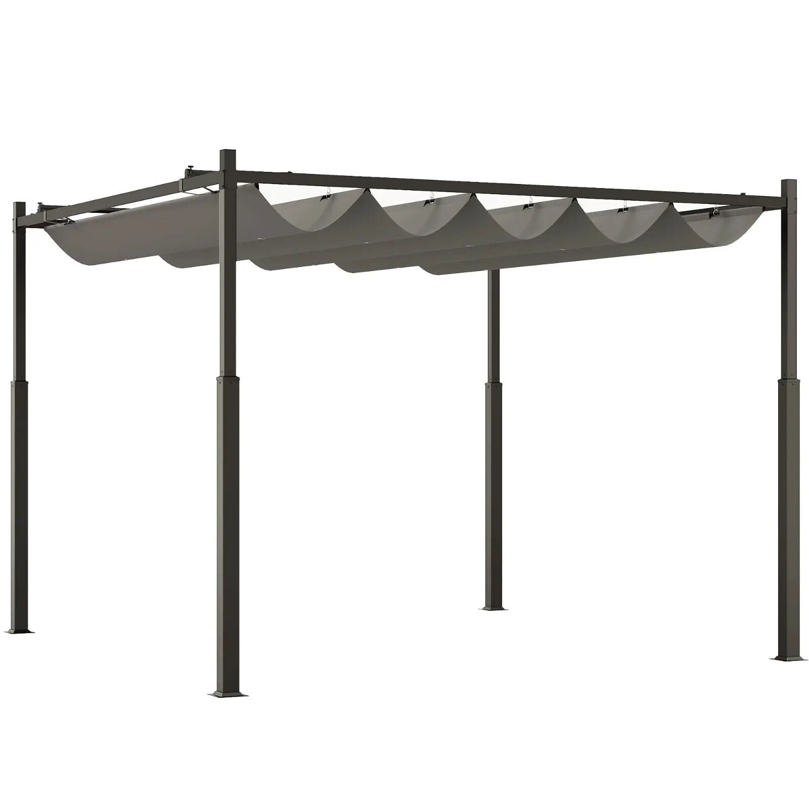 Large Metal Pergola with Retractable Roof 3 x 3(m) Patio Gazebo Sun Shelter Grey - Home and Garden Furniture Shop - #rustic - furniture#