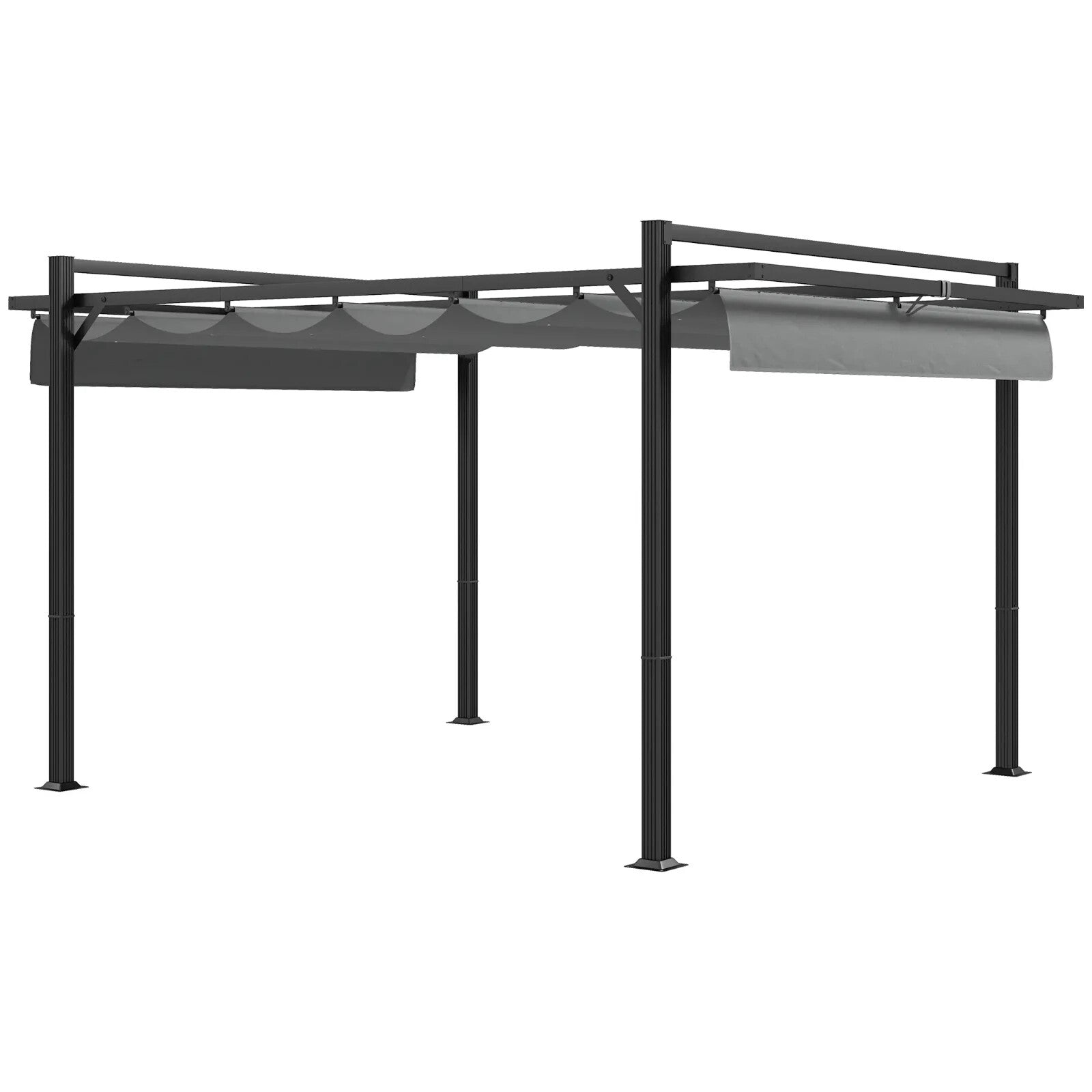 Large Metal Pergola with Retractable Roof 3 x 4m Garden Gazebo Patio Shade Cover - Home and Garden Furniture Shop - rustic - furniture