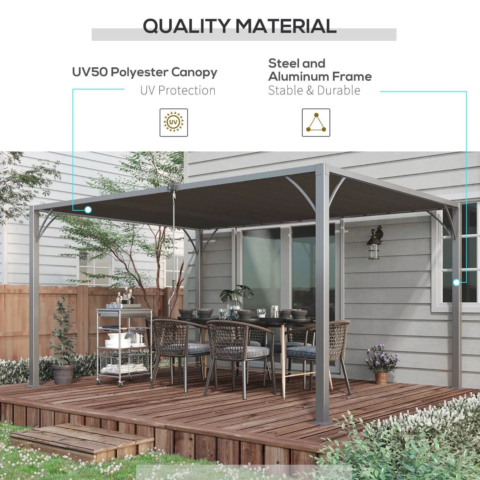 Large Metal Pergola with Retractable Roof 4 x 3m Outdoor Louvered Gazebo Grey - Home and Garden Furniture Shop - rustic - furniture