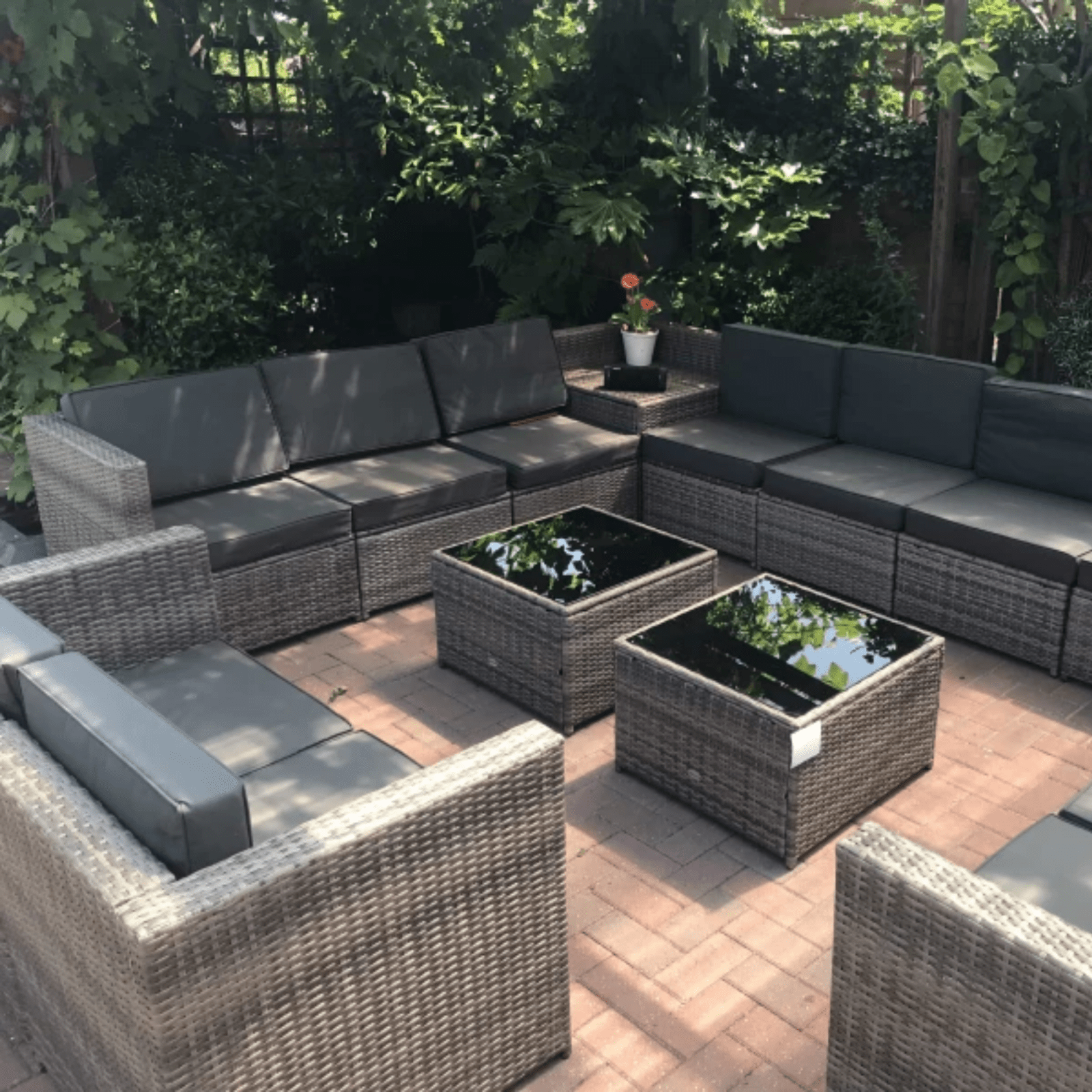 Large Patio Rattan Corner Sofa Set Garden Furniture Side Table Cushion 12 Seater - Home and Garden Furniture Shop - rustic - furniture