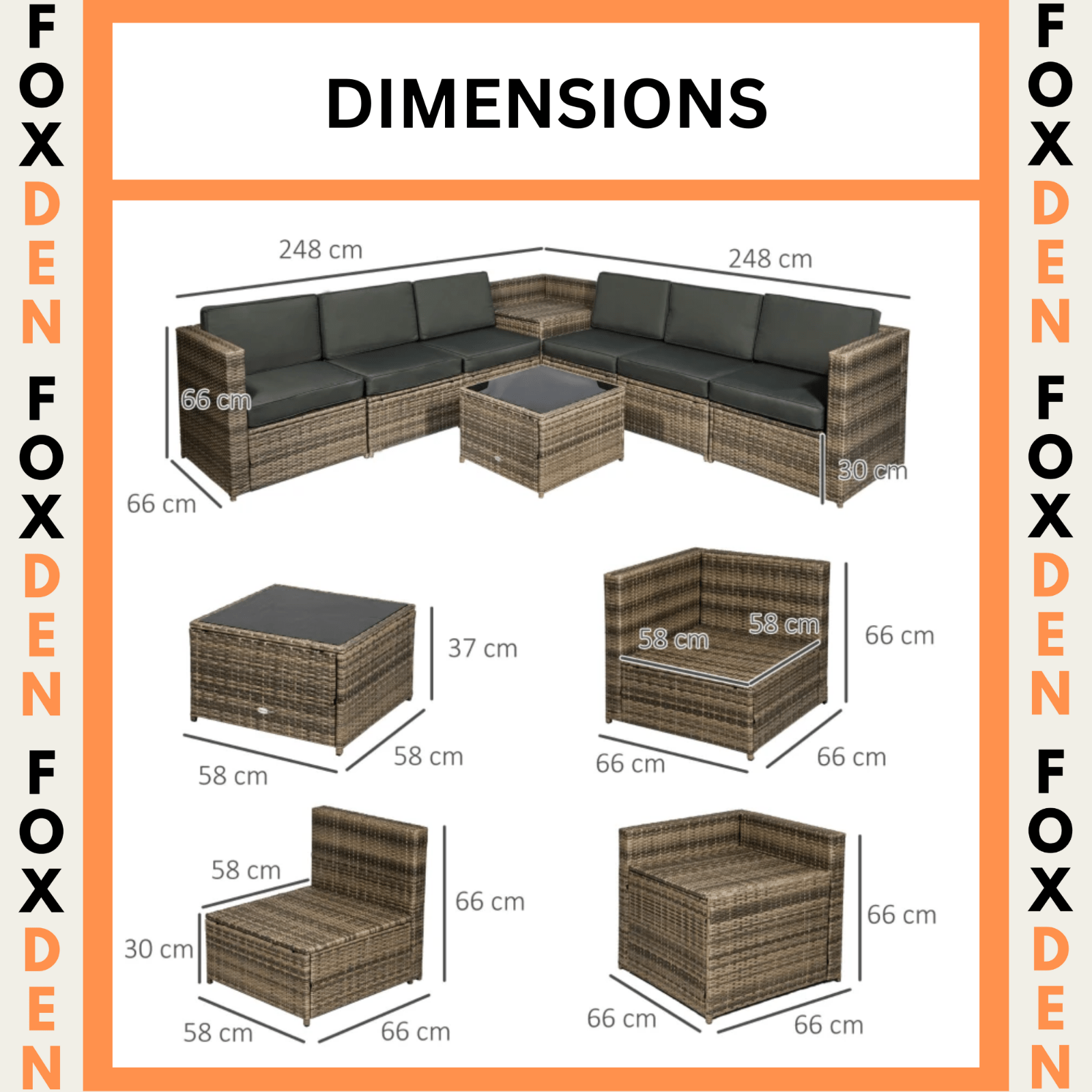Large Patio Rattan Corner Sofa Set Garden Furniture Side Table Cushion 12 Seater - Home and Garden Furniture Shop - rustic - furniture