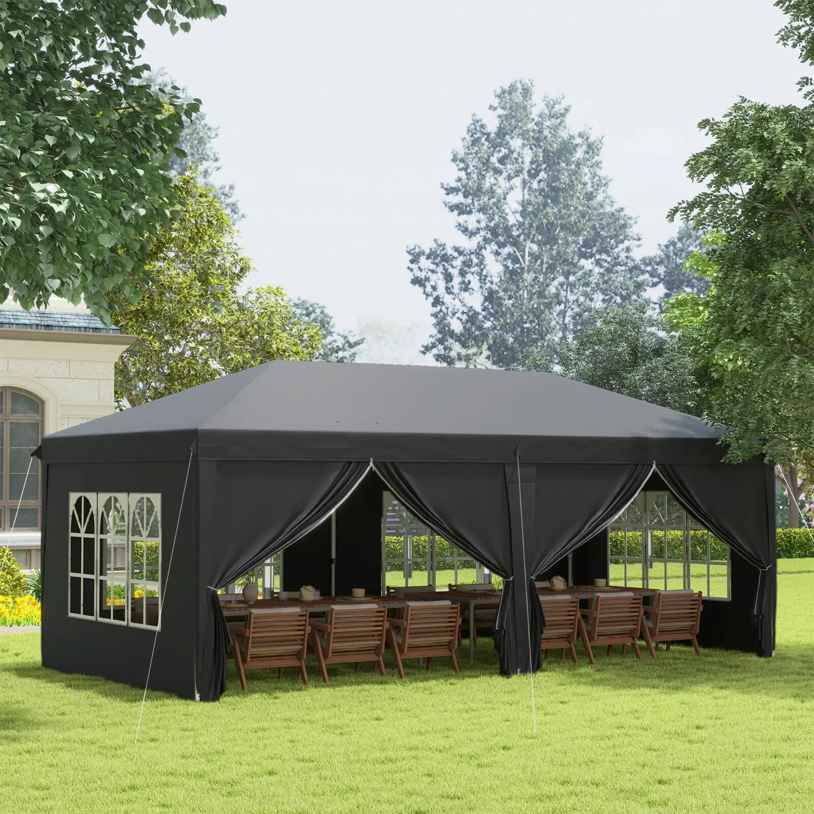 Large Pop Up Gazebo Outdoor Wedding Party Tent Sides 3 x 6m Heavy Duty Pavilion - Home and Garden Furniture Shop - rustic - furniture