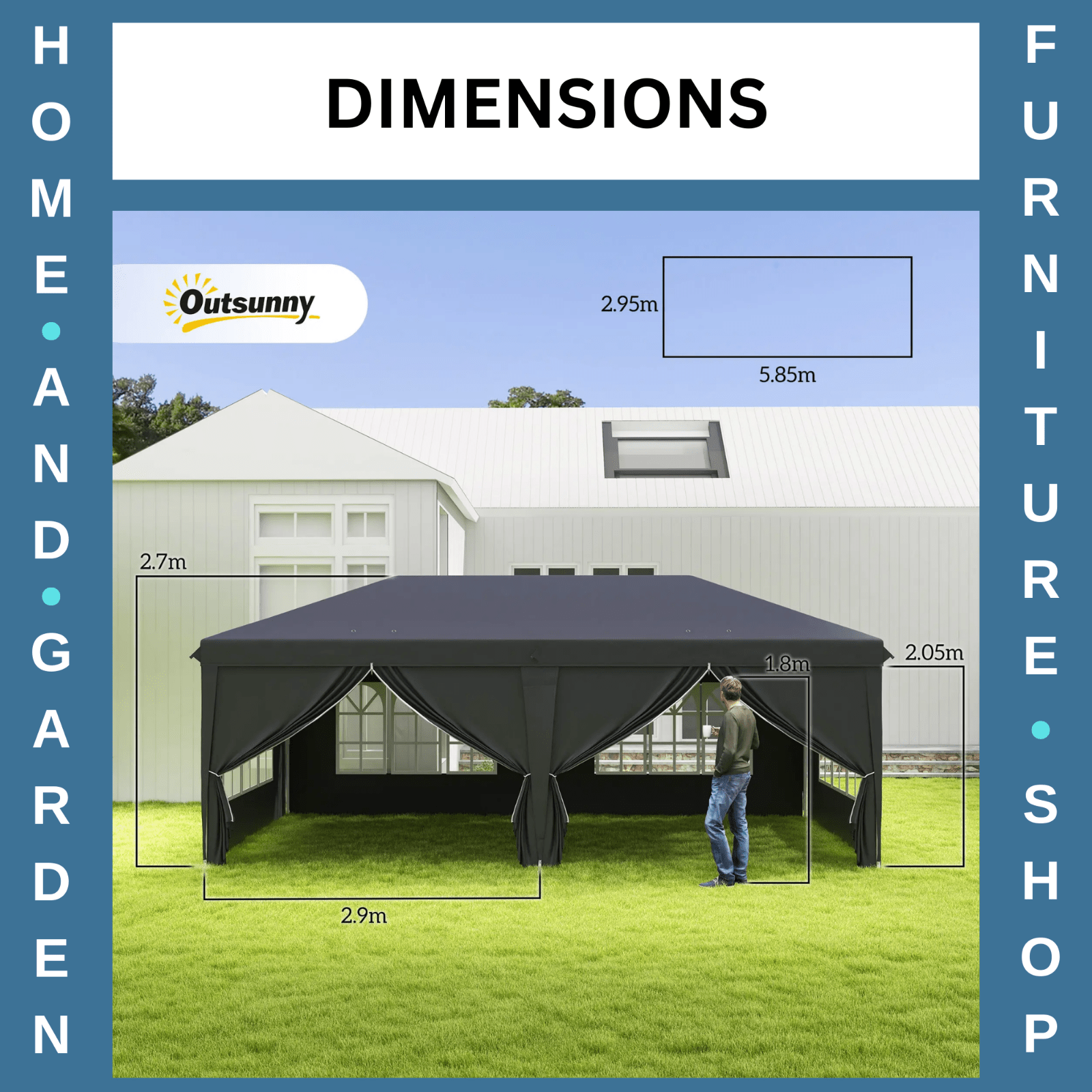 Large Pop Up Gazebo Outdoor Wedding Party Tent Sides 3 x 6m Heavy Duty Pavilion - Home and Garden Furniture Shop - rustic - furniture
