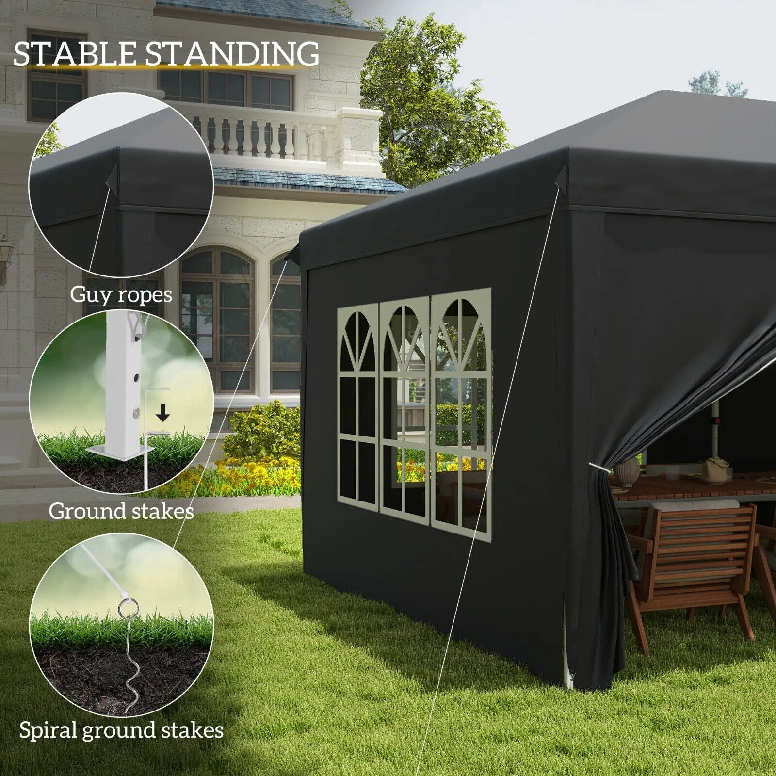 Large Pop Up Gazebo Outdoor Wedding Party Tent Sides 3 x 6m Heavy Duty Pavilion - Home and Garden Furniture Shop - #rustic - furniture#