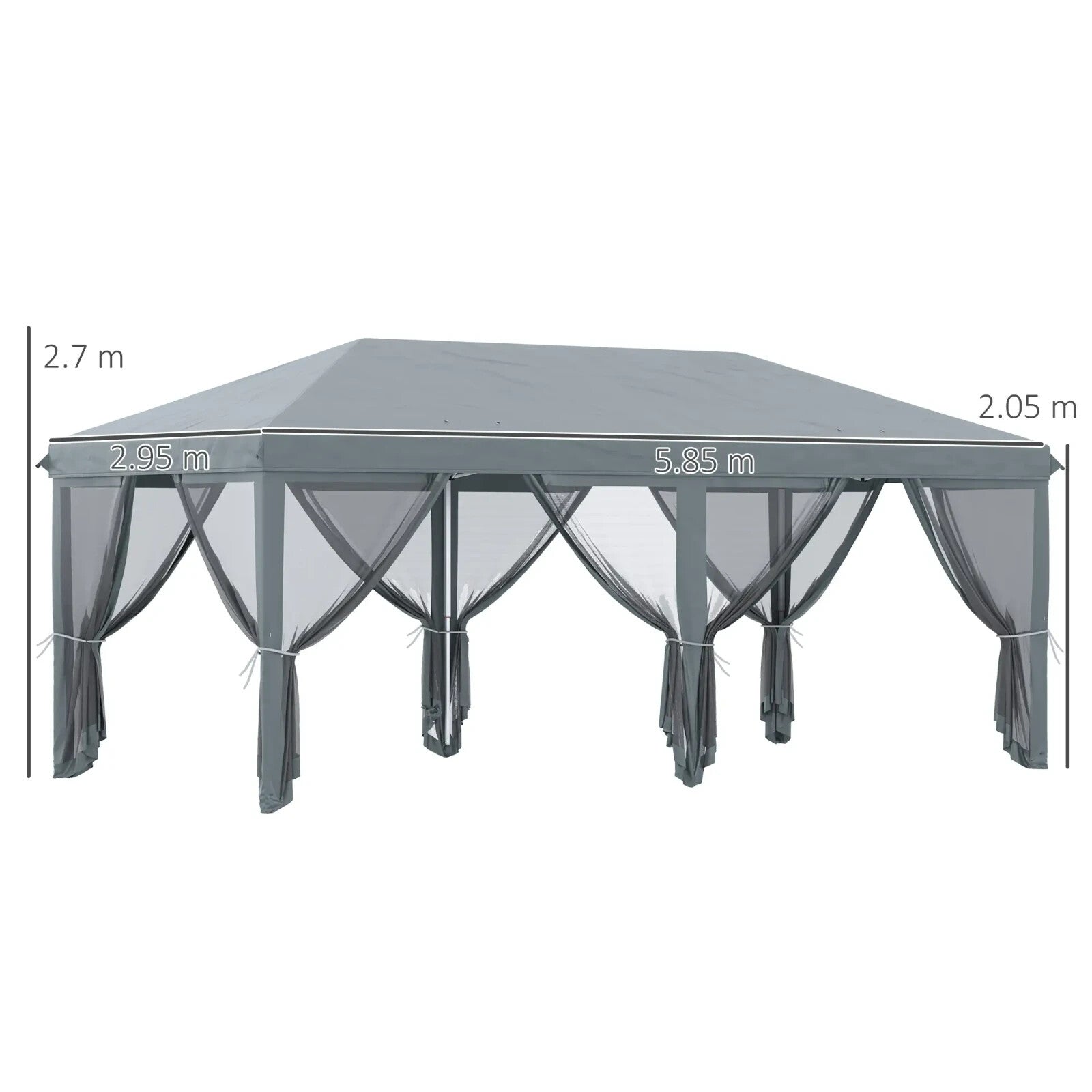 Large Pop Up Gazebo Party Tent Canopy 6 Removable Sidewalls 6 x 3m Grey Marquee - Home and Garden Furniture Shop - rustic - furniture