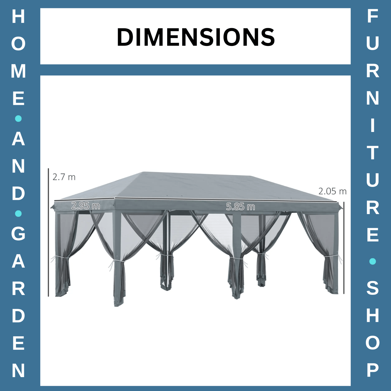 Large Pop Up Gazebo Party Tent Canopy 6 Removable Sidewalls 6 x 3m Grey Marquee - Home and Garden Furniture Shop - rustic - furniture
