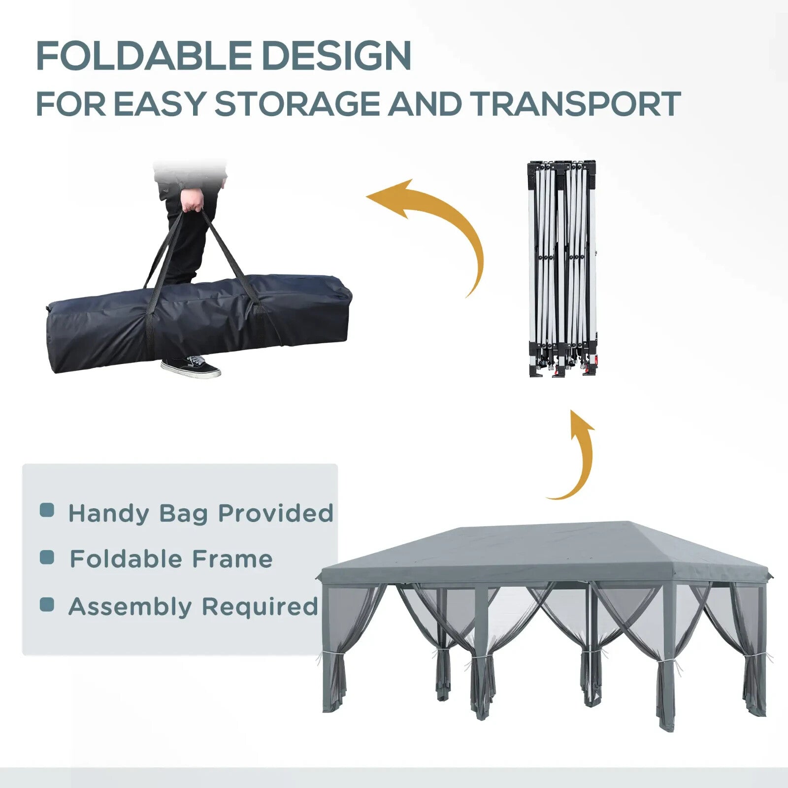 Large Pop Up Gazebo Party Tent Canopy 6 Removable Sidewalls 6 x 3m Grey Marquee - Home and Garden Furniture Shop - rustic - furniture