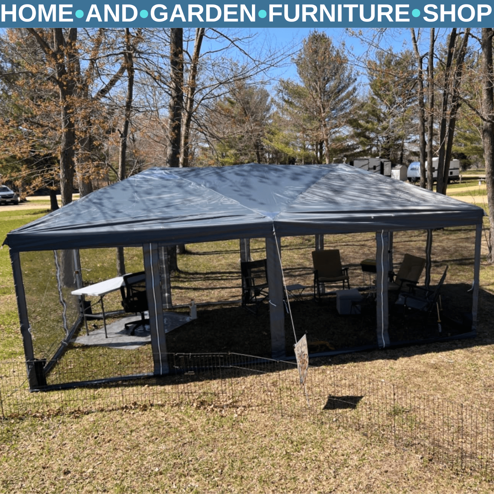 Large Pop Up Gazebo Party Tent Canopy 6 Removable Sidewalls 6 x 3m Grey Marquee - Home and Garden Furniture Shop - rustic - furniture