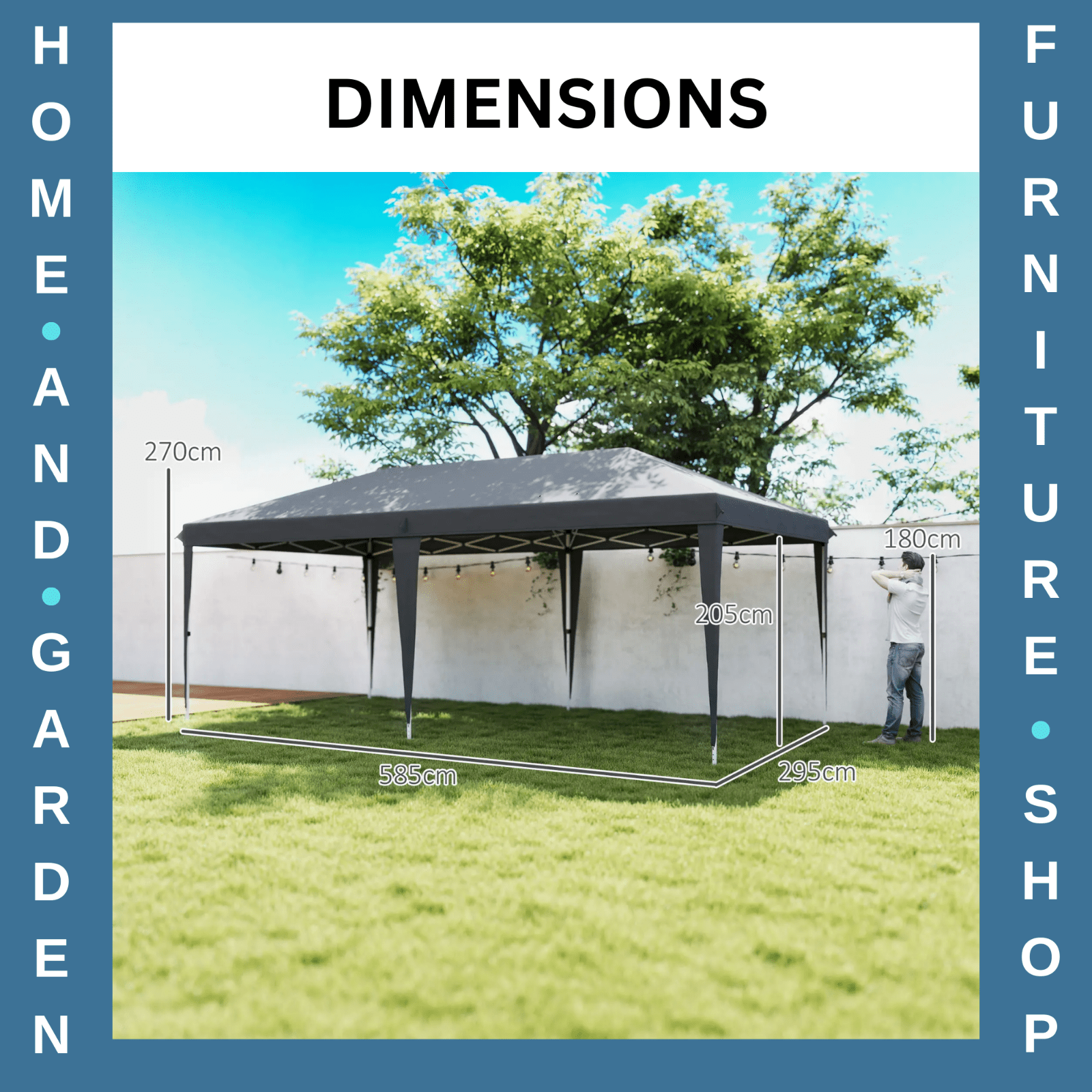 Large Pop Up Gazebo Patio Party Event Heavy Duty Marquee 6 x 3m Canopy Sun Shade - Home and Garden Furniture Shop - #rustic - furniture#
