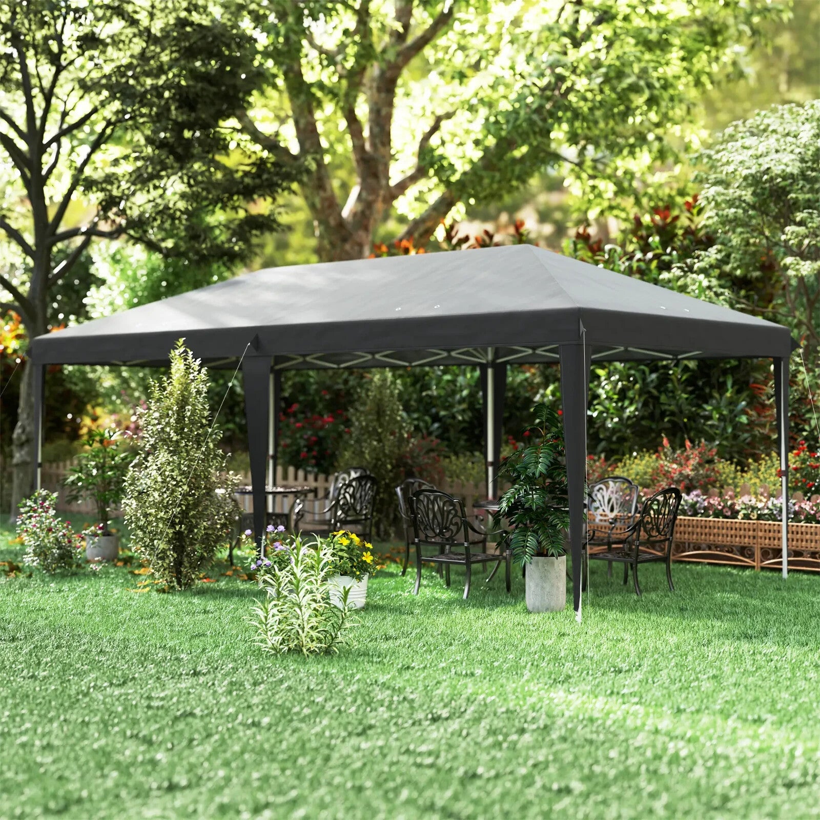 Large Pop Up Gazebo Patio Party Event Heavy Duty Marquee 6 x 3m Canopy Sun Shade - Home and Garden Furniture Shop - rustic - furniture