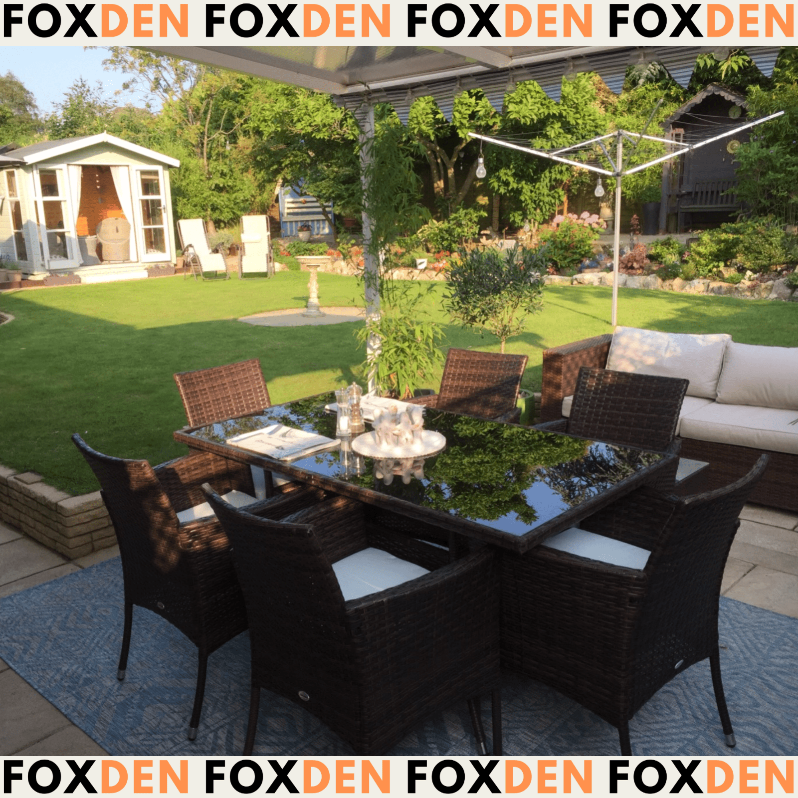 Large Rattan Dining Table and Chairs Set 6 Seater Patio Garden Furniture Seating - Home and Garden Furniture Shop - rustic - furniture