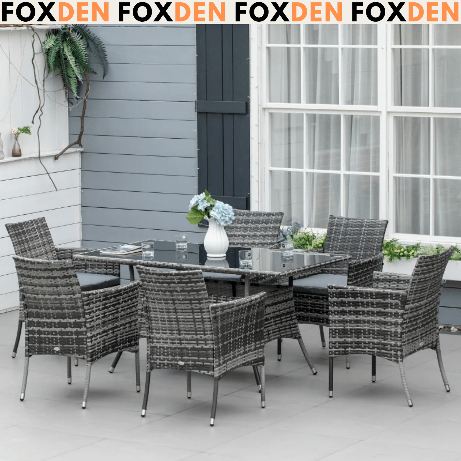 Large Rattan Dining Table and Chairs Set 6 Seater Patio Garden Furniture Seating - Home and Garden Furniture Shop - rustic - furniture