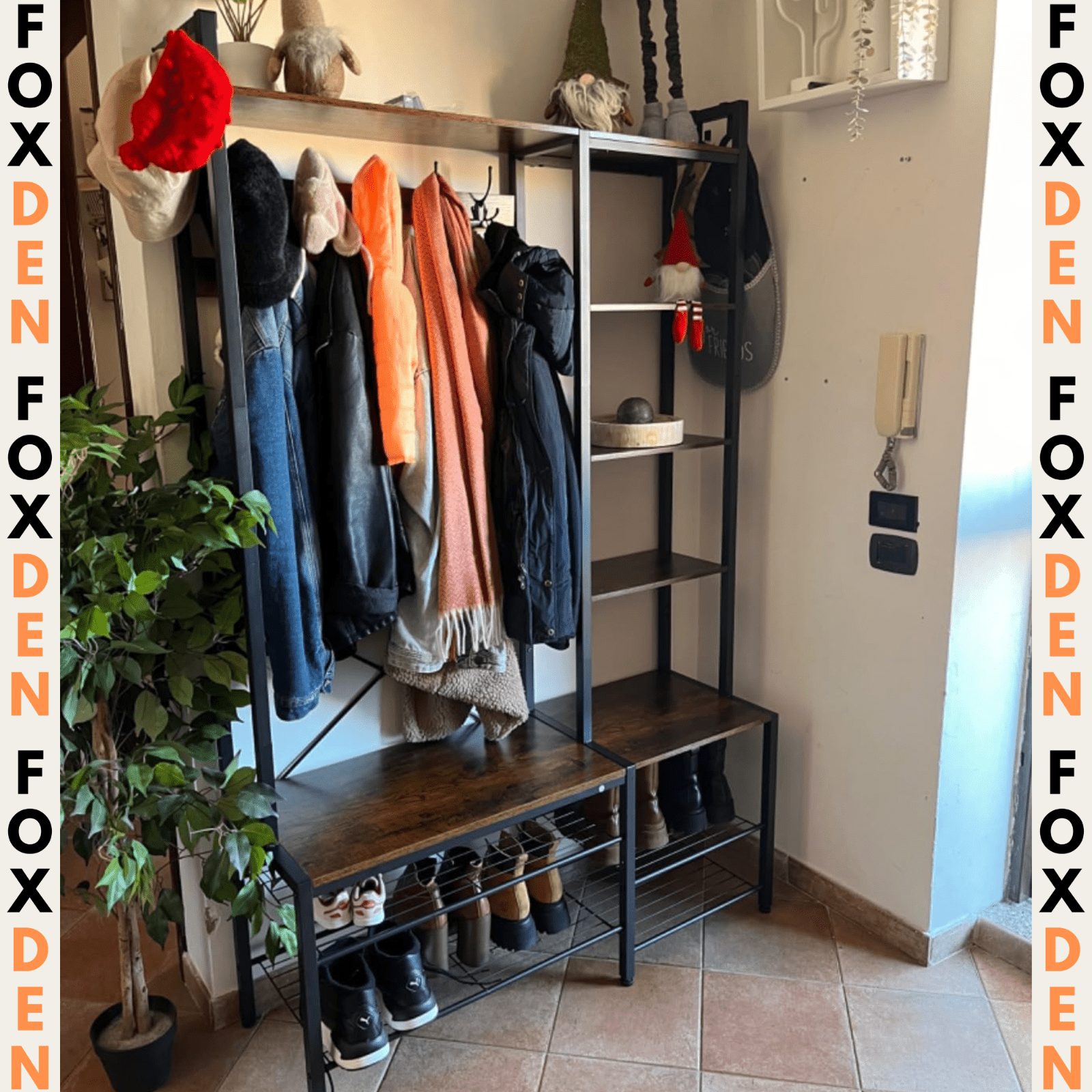 Large Rustic Hall Tree Coat Stand Shoe Rack Bench with Storage Shelves and Hooks - Home and Garden Furniture Shop - rustic - furniture