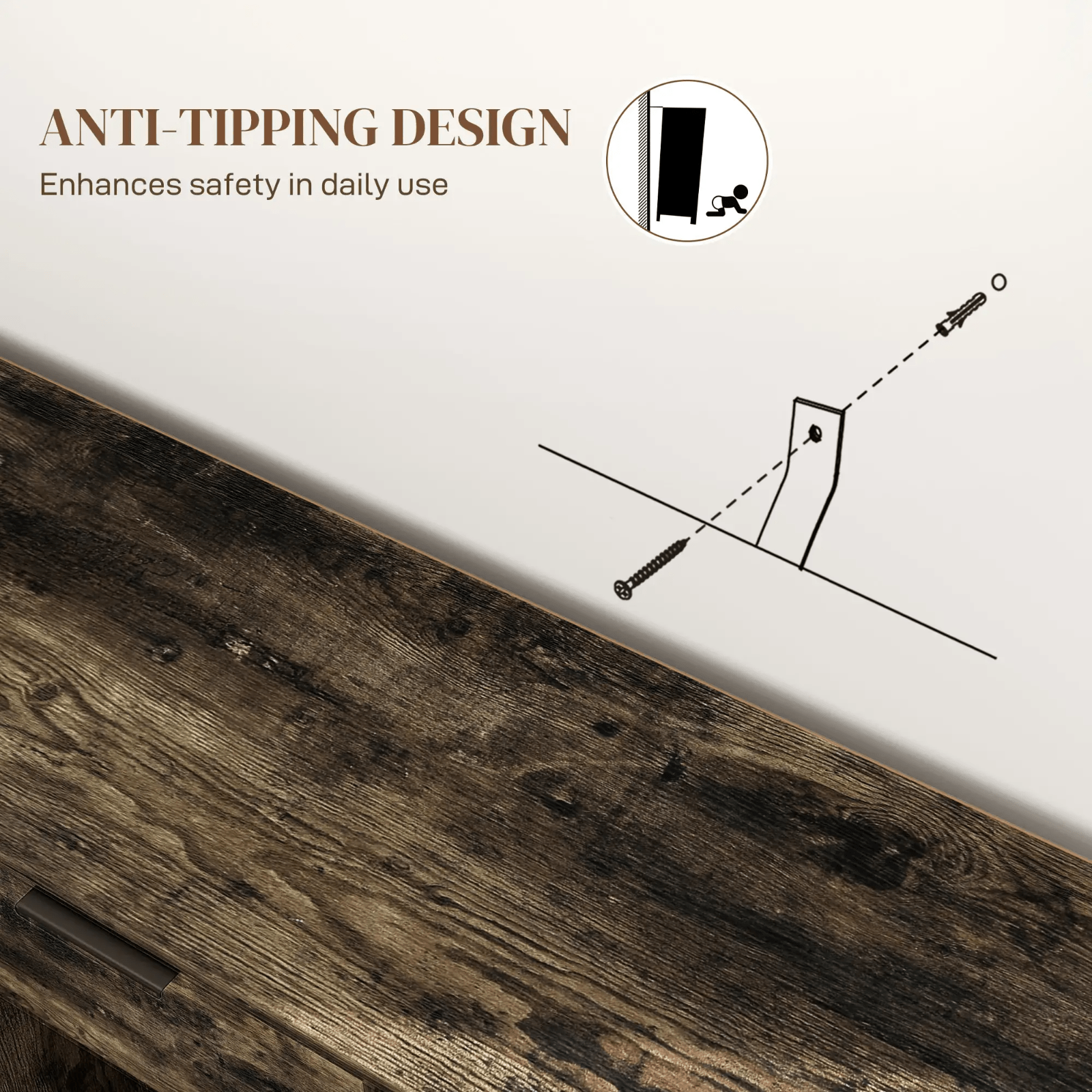 Large Sideboard Storage Cabinet for Living Room Industrial Cupboard Doors Drawer - Home and Garden Furniture Shop - rustic - furniture