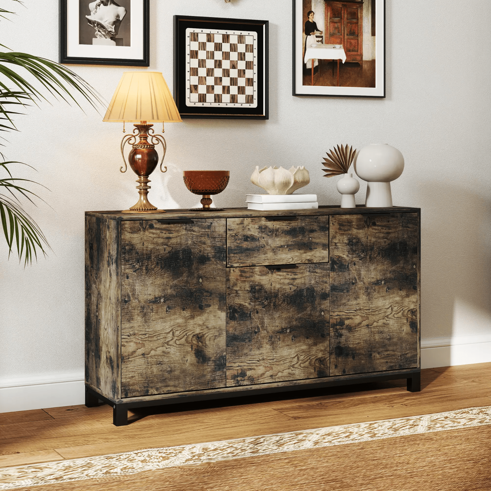 Large Sideboard Storage Cabinet for Living Room Industrial Cupboard Doors Drawer - Home and Garden Furniture Shop - rustic - furniture