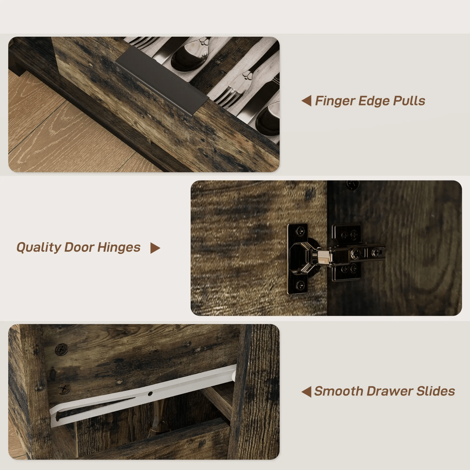 Large Sideboard Storage Cabinet for Living Room Industrial Cupboard Doors Drawer - Home and Garden Furniture Shop - rustic - furniture