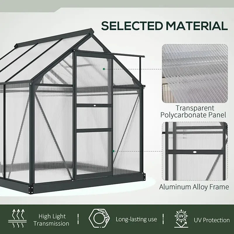 Large Walk - In Polycarbonate Greenhouse Aluminium Frame Galvanised Base,Garden - Home and Garden Furniture Shop - rustic - furniture