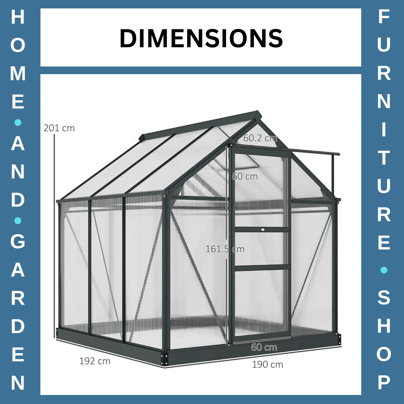 Large Walk - In Polycarbonate Greenhouse Aluminium Frame Galvanised Base,Garden - Home and Garden Furniture Shop - rustic - furniture