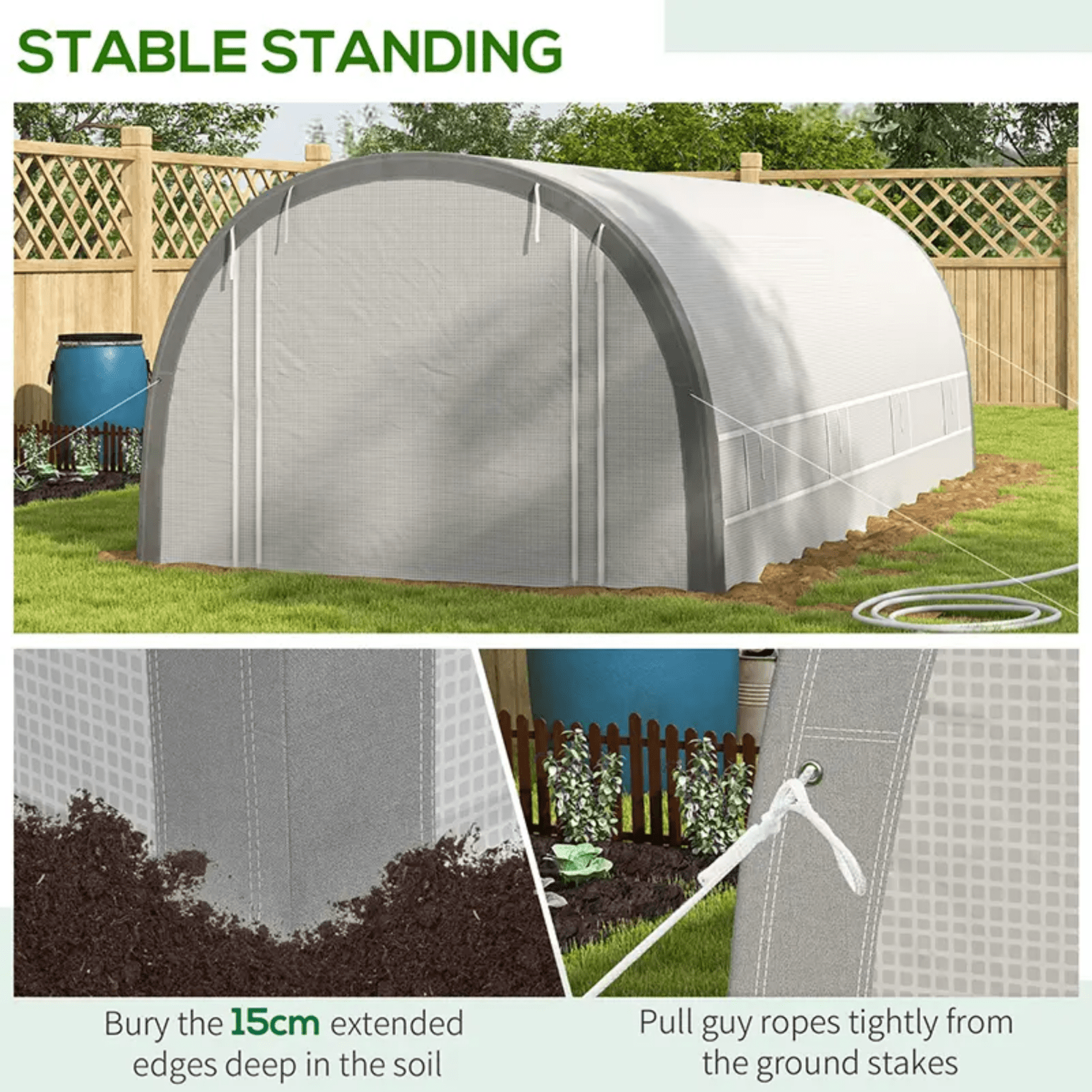 Large Walk In Polytunnel Greenhouse Plant Tent Metal Frame Outdoor Grow House - Home and Garden Furniture Shop - rustic - furniture