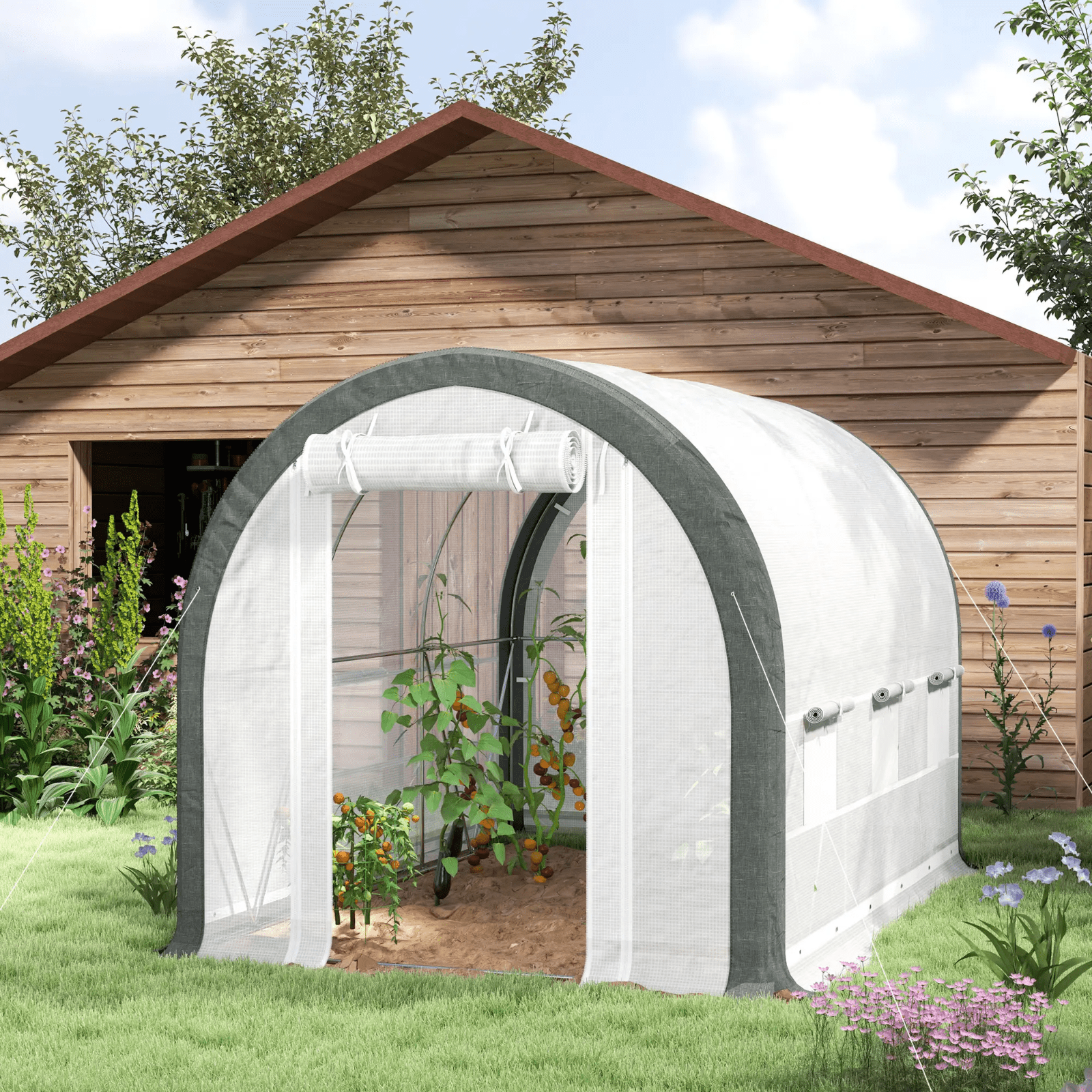 Large Walk In Polytunnel Greenhouse Plant Tent Metal Frame Outdoor Grow House - Home and Garden Furniture Shop - rustic - furniture