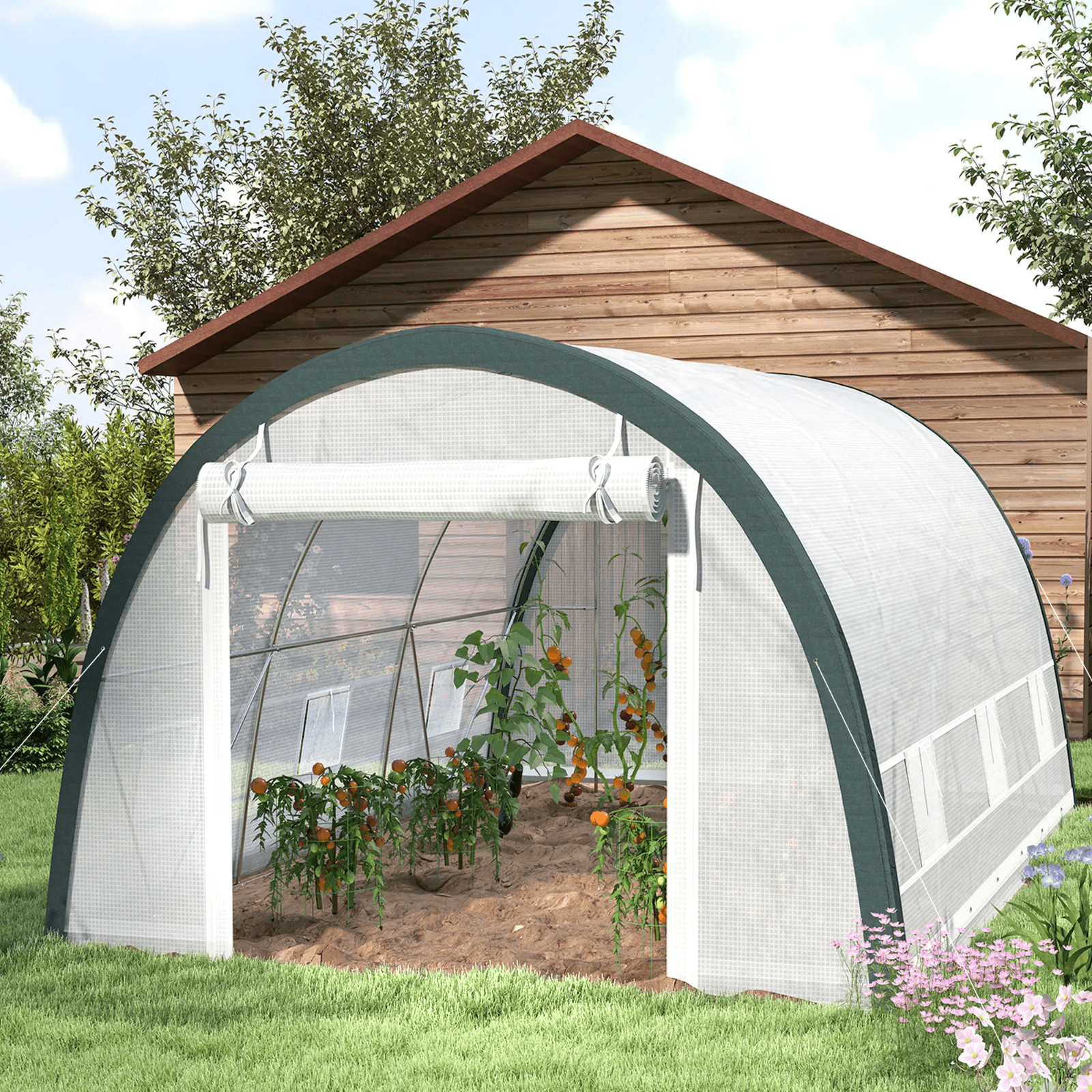 Large Walk In Polytunnel Greenhouse Plant Tent Metal Frame Outdoor Grow House - Home and Garden Furniture Shop - rustic - furniture