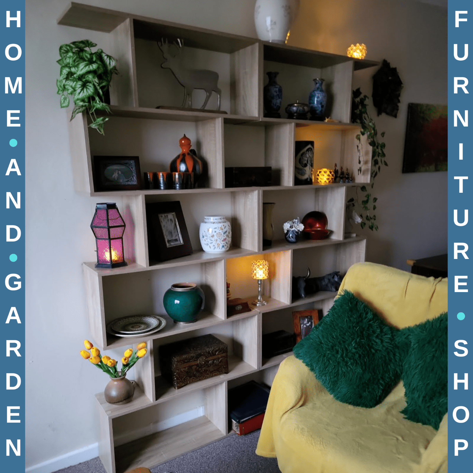 Large Wooden Bookcase 6 Tier S Shaped Bookshelf Storage Unit Tall Display Shelf - Home and Garden Furniture Shop - rustic - furniture