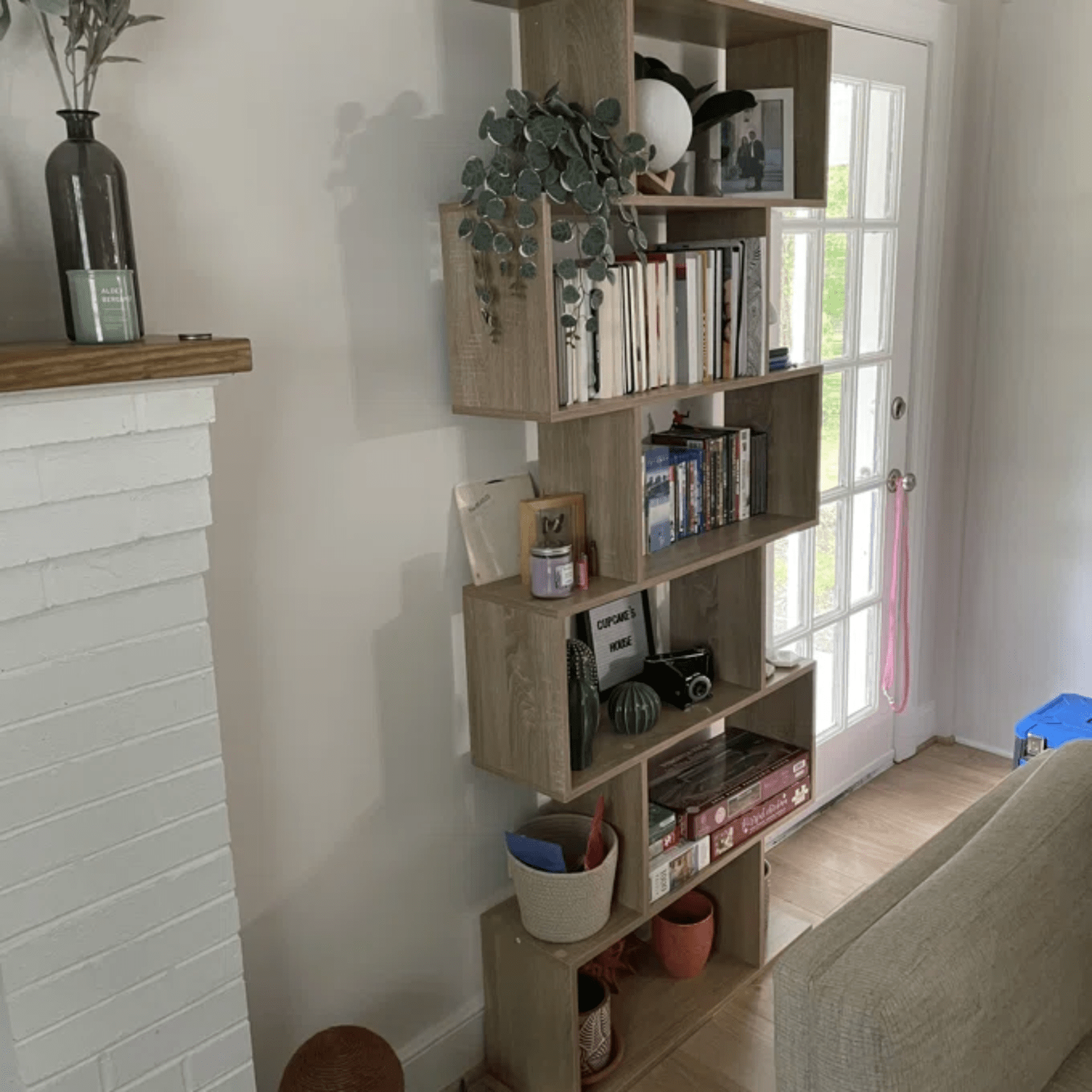 Large Wooden Bookcase 6 Tier S Shaped Bookshelf Storage Unit Tall Display Shelf - Home and Garden Furniture Shop - rustic - furniture