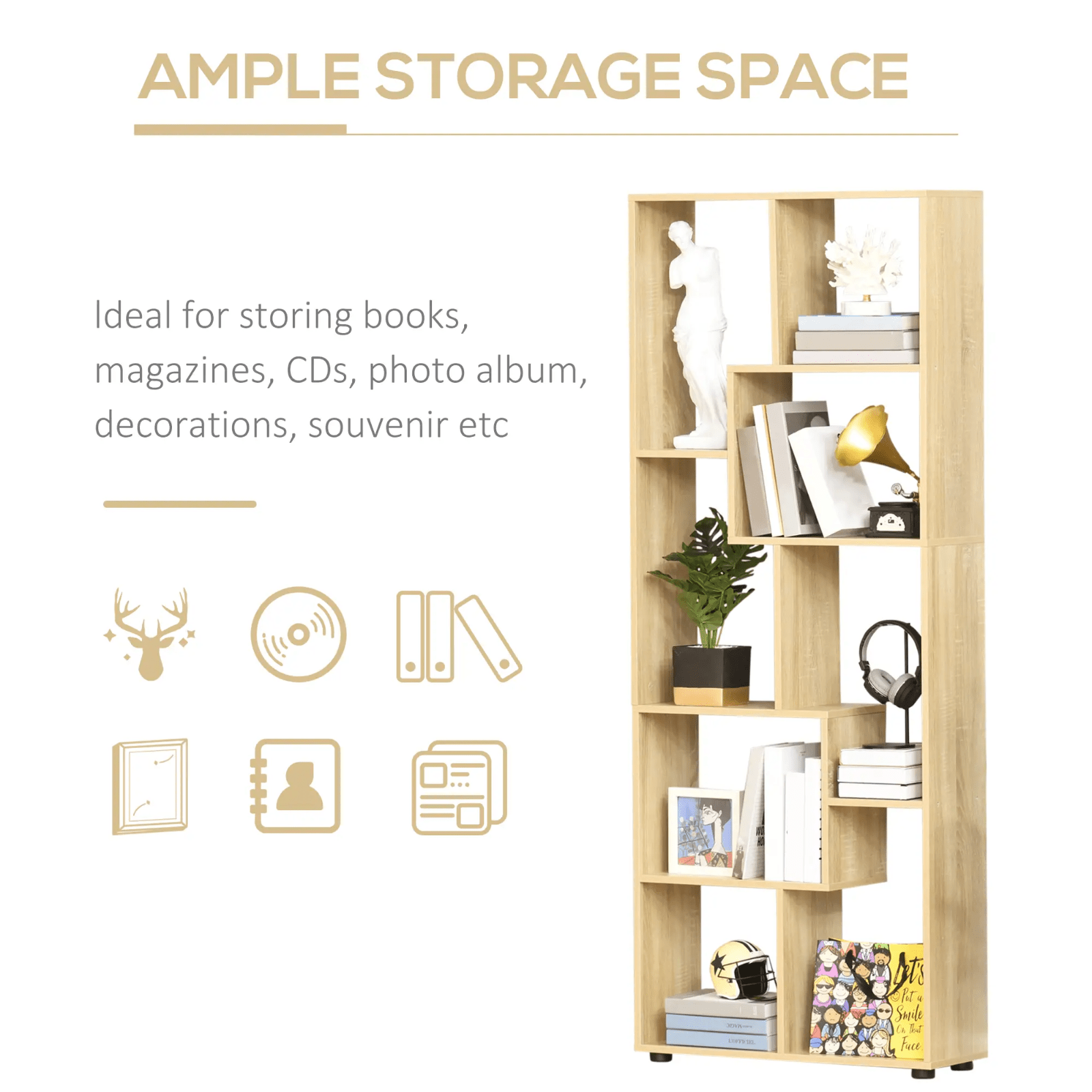 Large Wooden Bookcase Room Divider Tall Bookshelf Storage Display Shelving Unit - Home and Garden Furniture Shop - rustic - furniture