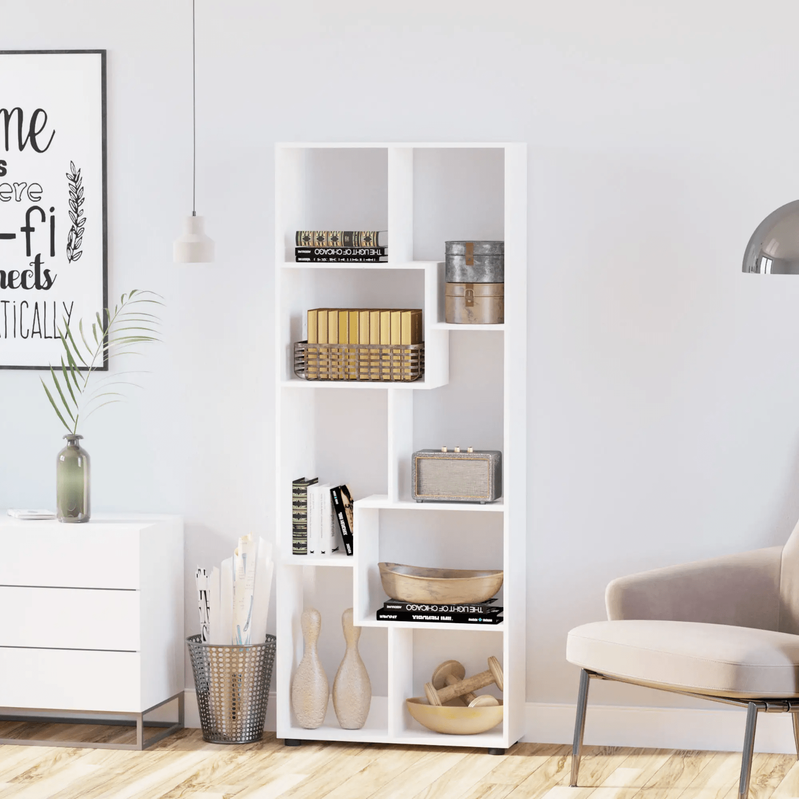 Large Wooden Bookcase Room Divider Tall Bookshelf Storage Display Unit 8 Shelves - Home and Garden Furniture Shop - rustic - furniture