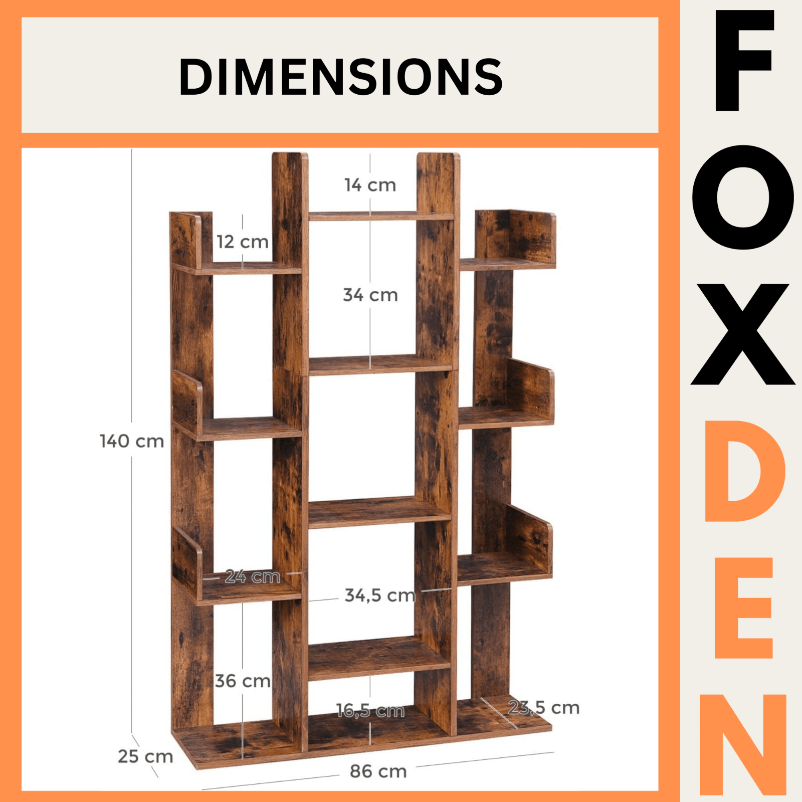 Large Wooden Bookcase Rustic Bookshelf Unique Shelving Unit Retro Display Stand - Home and Garden Furniture Shop - rustic - furniture