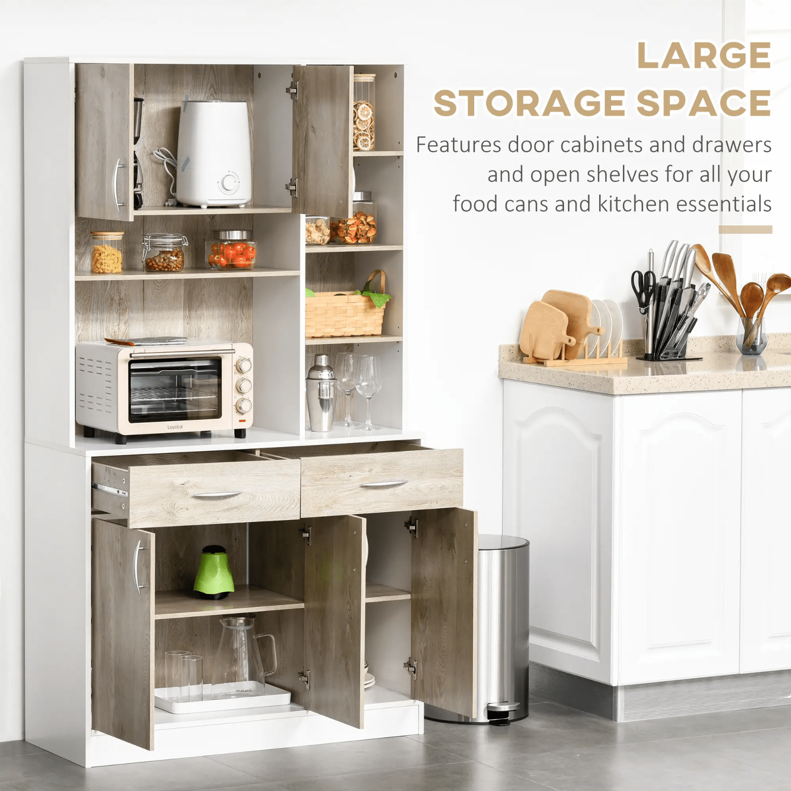 Larger Kitchen Larder Cupboard Buffet Storage Cabinet Server Sideboard Drawers - Home and Garden Furniture Shop - rustic - furniture