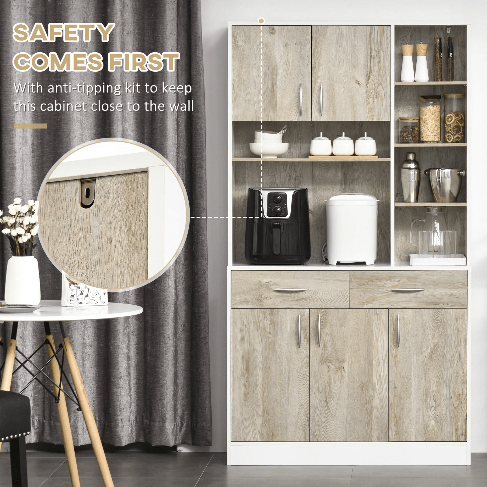 Larger Kitchen Larder Cupboard Buffet Storage Cabinet Server Sideboard Drawers - Home and Garden Furniture Shop - rustic - furniture