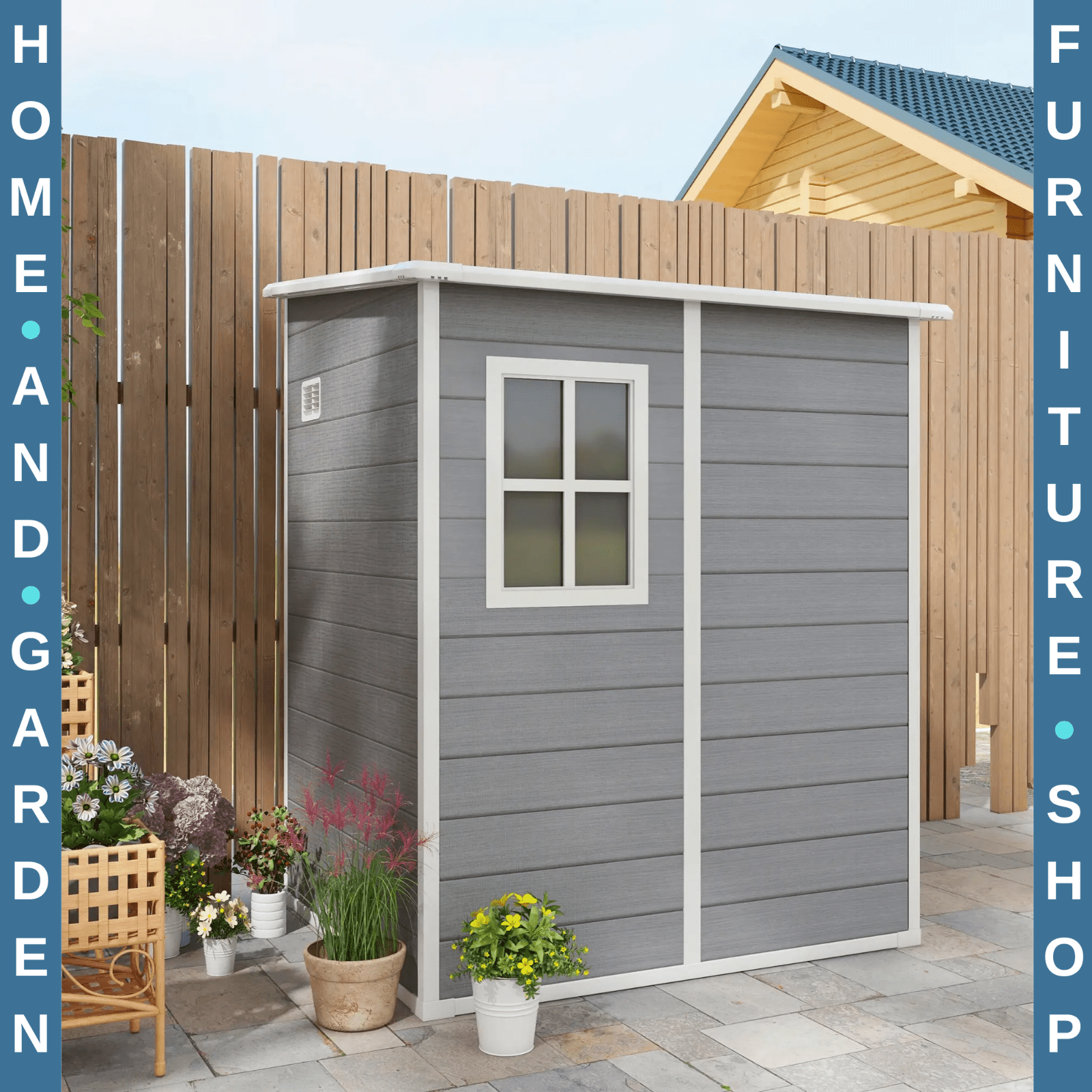Lean to Garden Shed with Window 4 x 5ft Plastic Tool Storage House Lockable Door - Home and Garden Furniture Shop - rustic - furniture