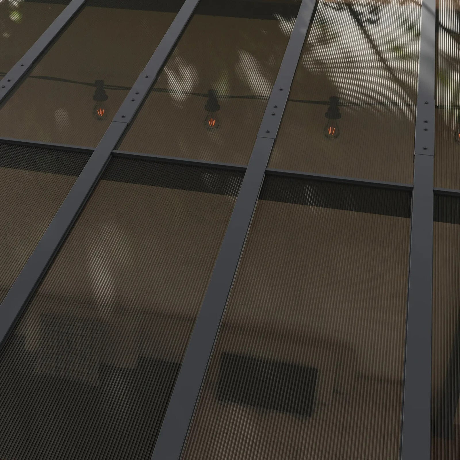 Lean to Metal Pergola Gazebo Waterproof Hardtop Roof 3 x 3(m) Patio Rain Shelter - Home and Garden Furniture Shop - rustic - furniture