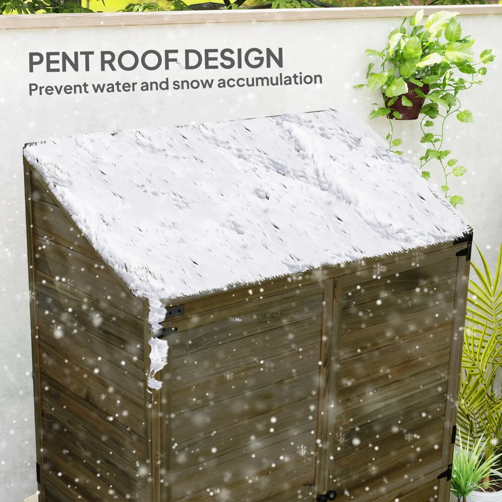 Lean To Wooden Garden Shed Tool Storage Cabinet with Shelves and Double Doors - Home and Garden Furniture Shop - rustic - furniture