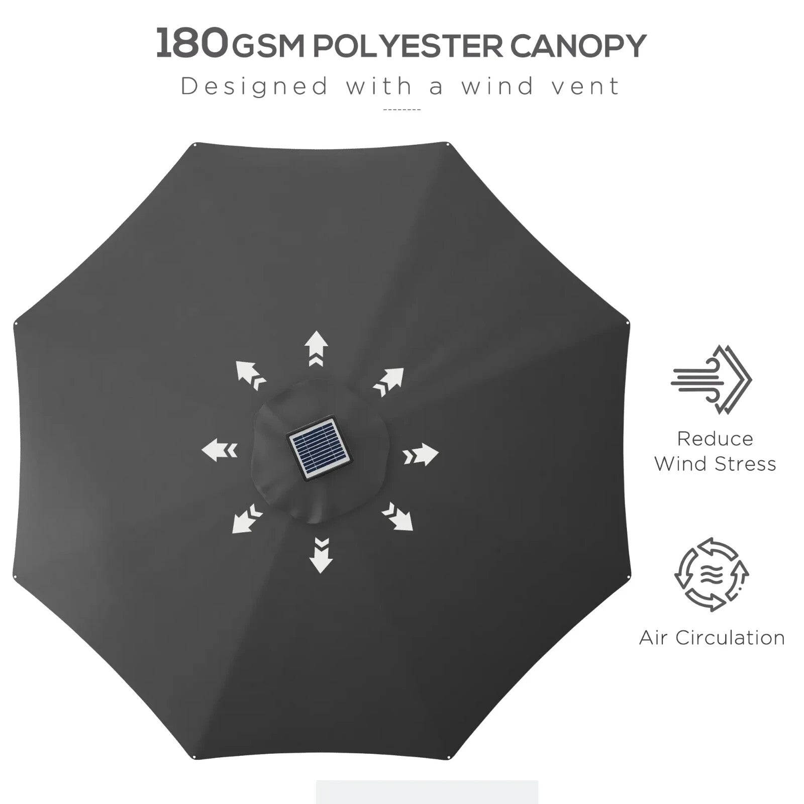 LED Patio Umbrella with Solar USB Charging 4Lighting Mode Outdoor Garden Parasol - Home and Garden Furniture Shop - rustic - furniture