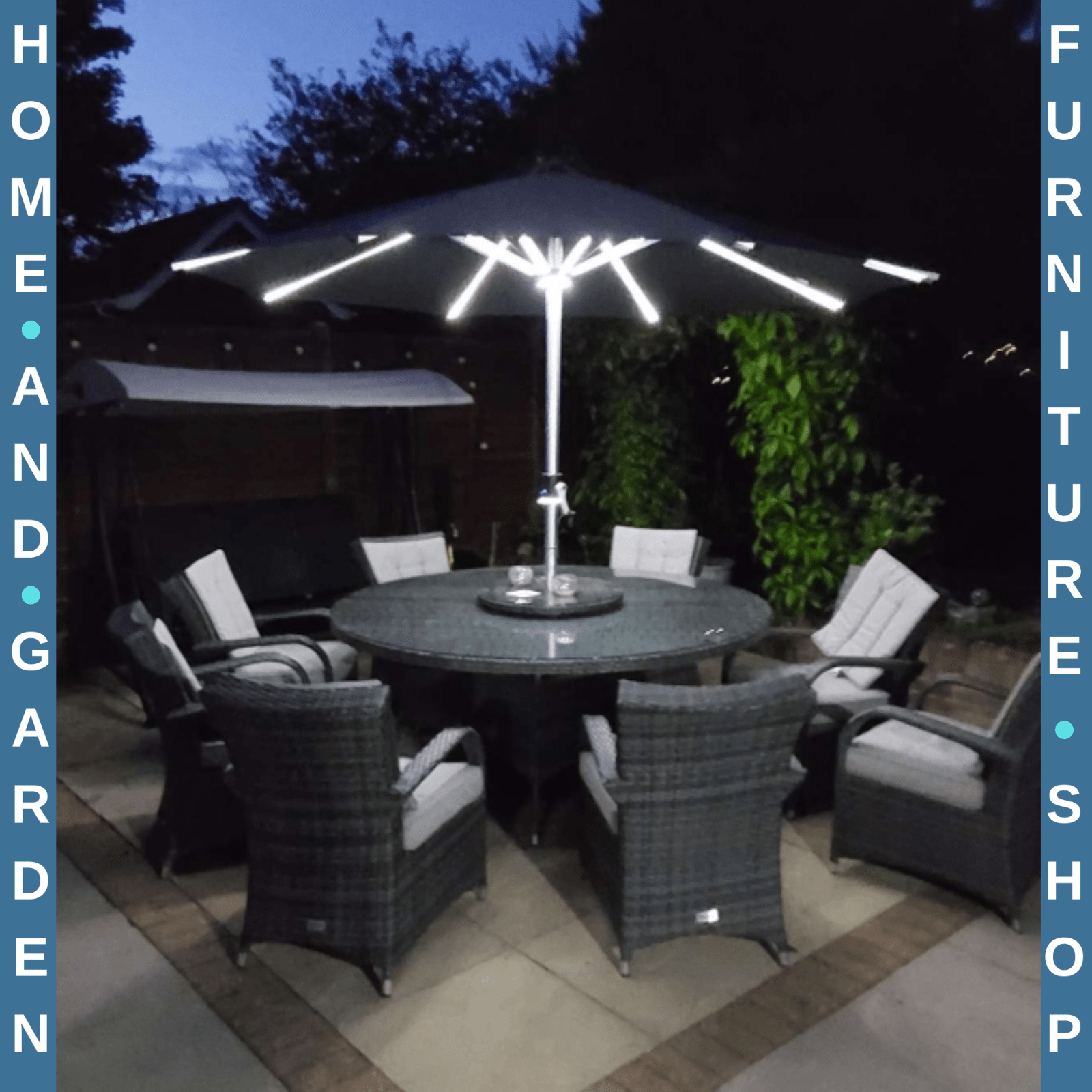 LED Patio Umbrella with Solar USB Charging 4Lighting Mode Outdoor Garden Parasol - Home and Garden Furniture Shop - rustic - furniture