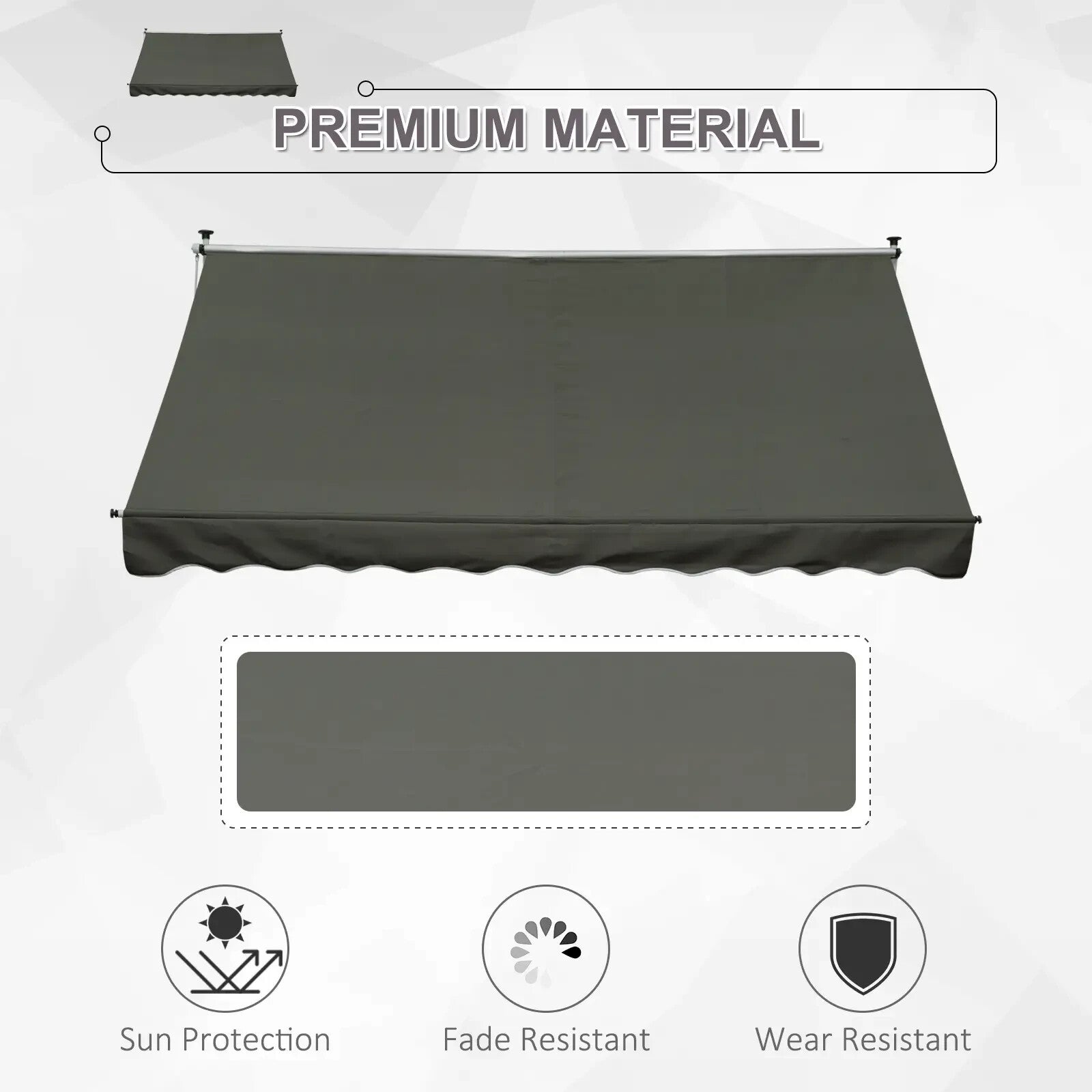 Manual Awning Rectangular Aluminium Frame Retractable Shade with Handle Grey - Home and Garden Furniture Shop - rustic - furniture