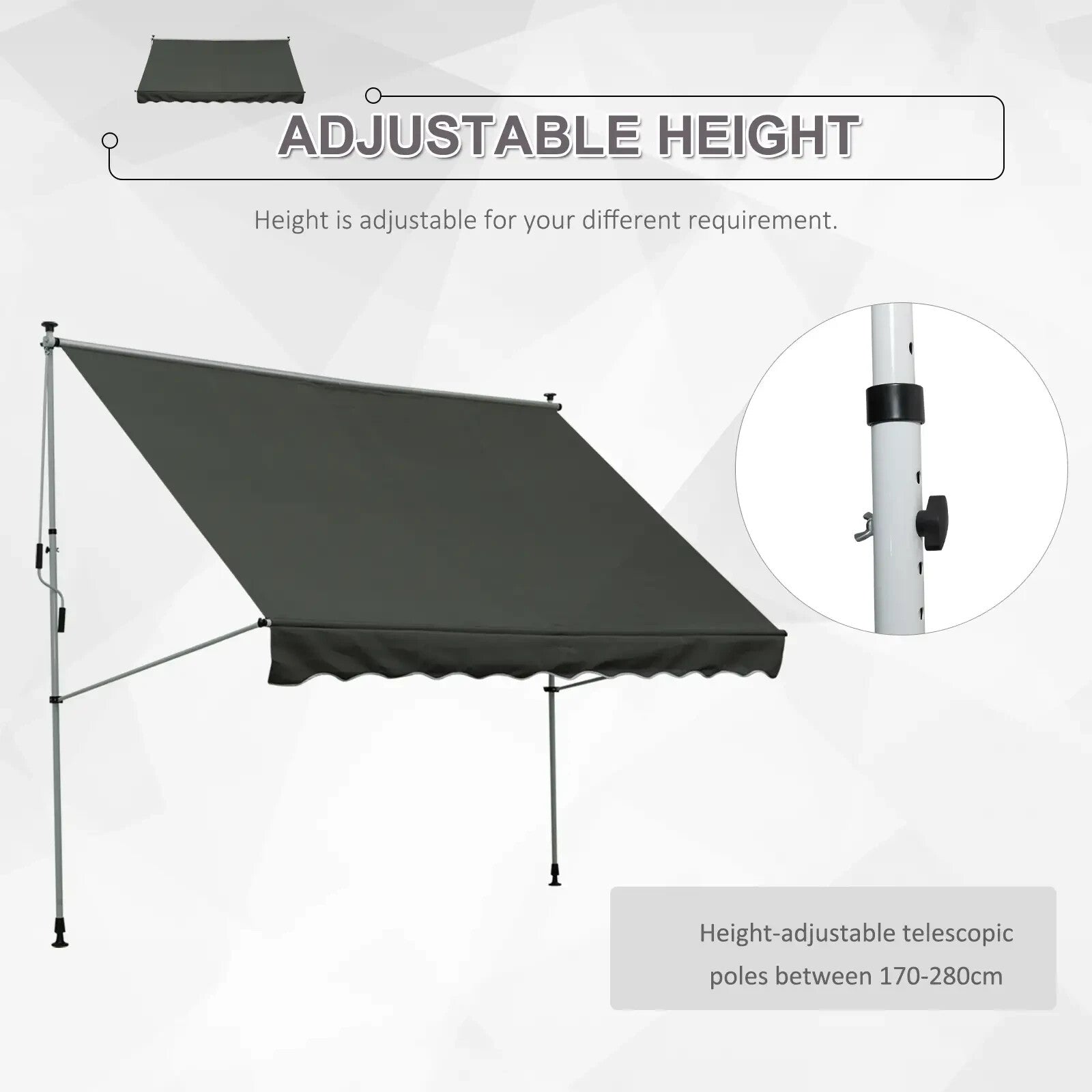 Manual Awning Rectangular Aluminium Frame Retractable Shade with Handle Grey - Home and Garden Furniture Shop - rustic - furniture