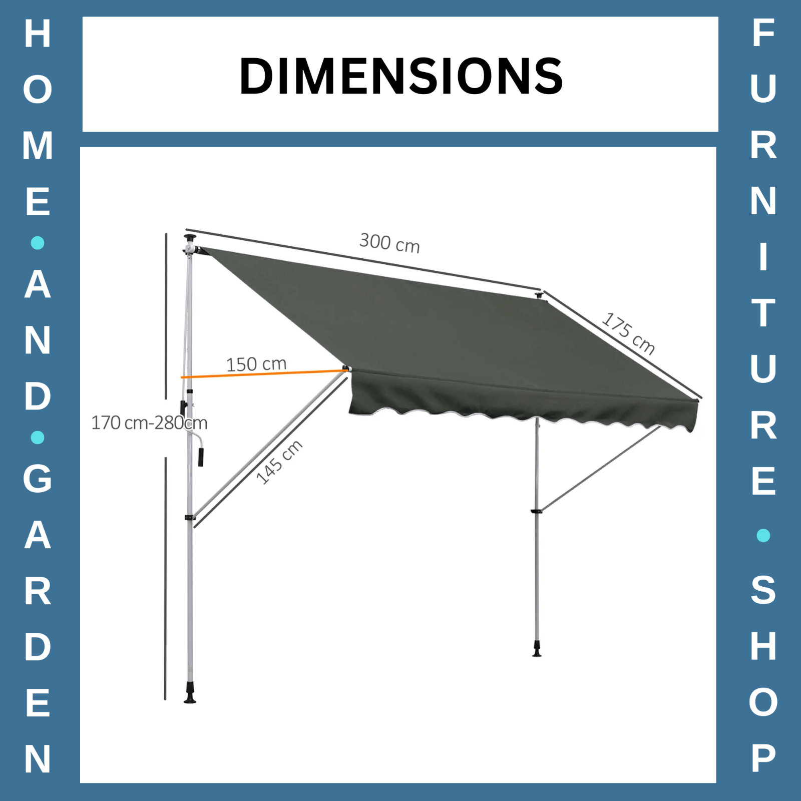 Manual Awning Rectangular Aluminium Frame Retractable Shade with Handle Grey - Home and Garden Furniture Shop - rustic - furniture