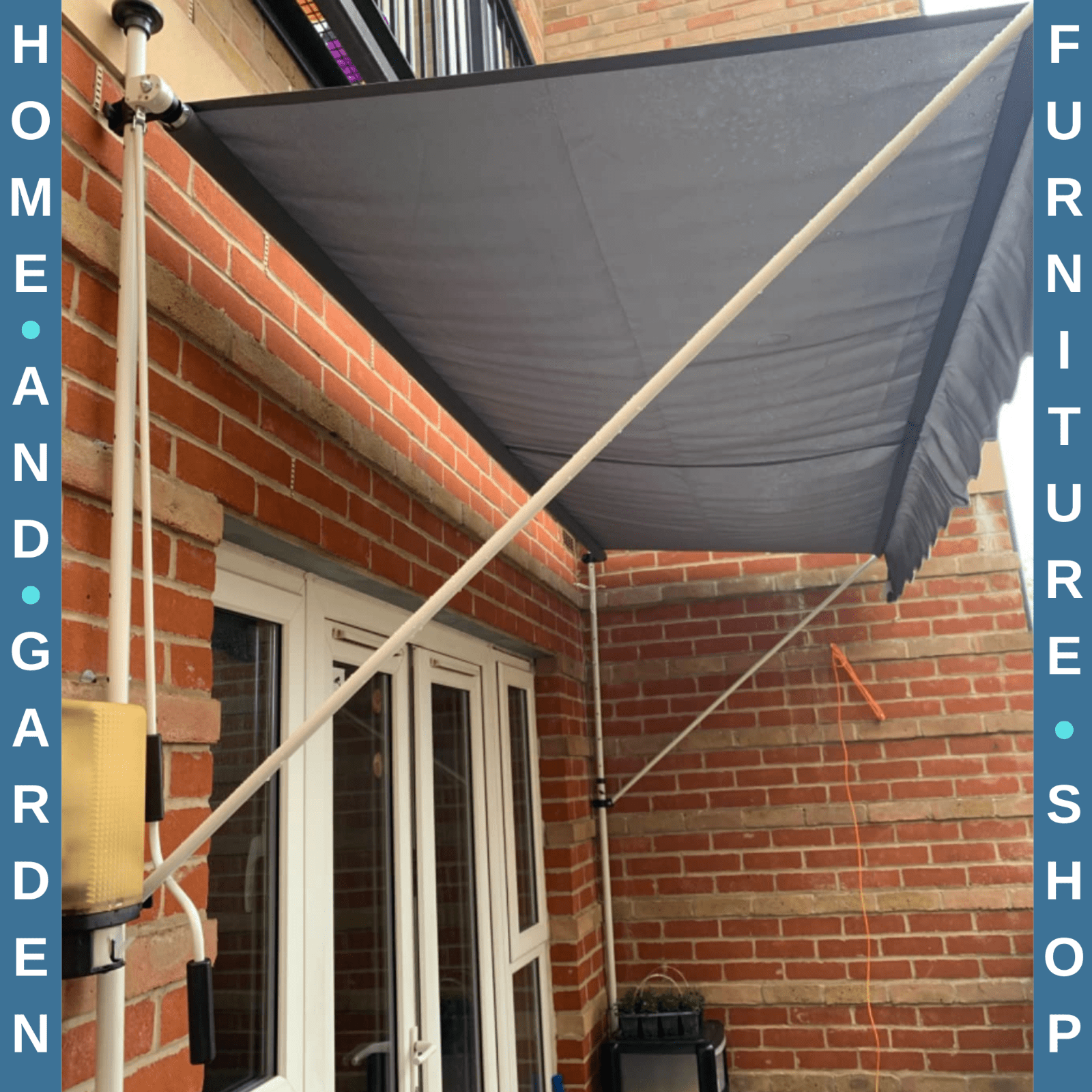Manual Awning Rectangular Aluminium Frame Retractable Shade with Handle Grey - Home and Garden Furniture Shop - rustic - furniture