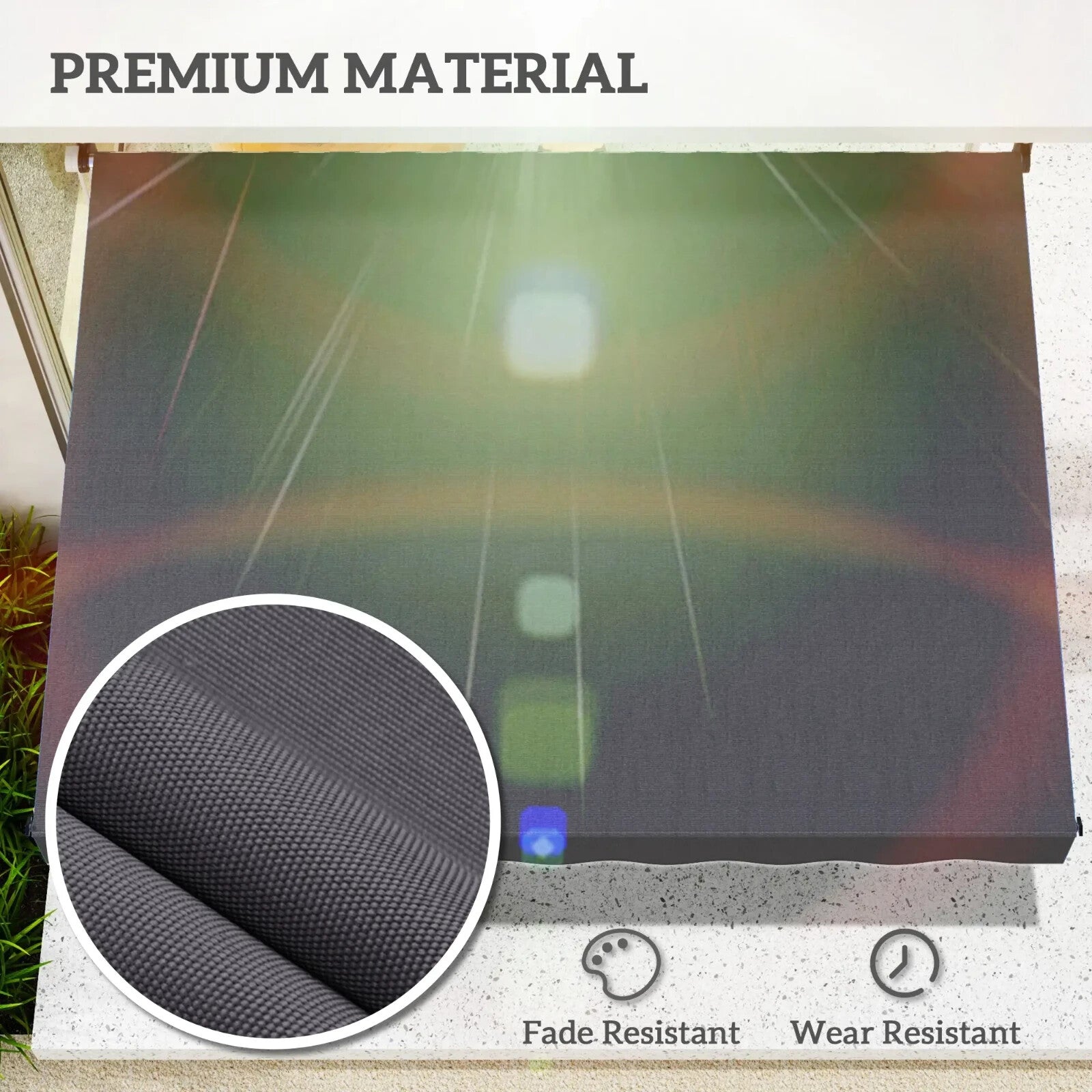 Manual Awning Retractable Shade Rectangular Aluminium Frame with Handle Grey - Home and Garden Furniture Shop - rustic - furniture